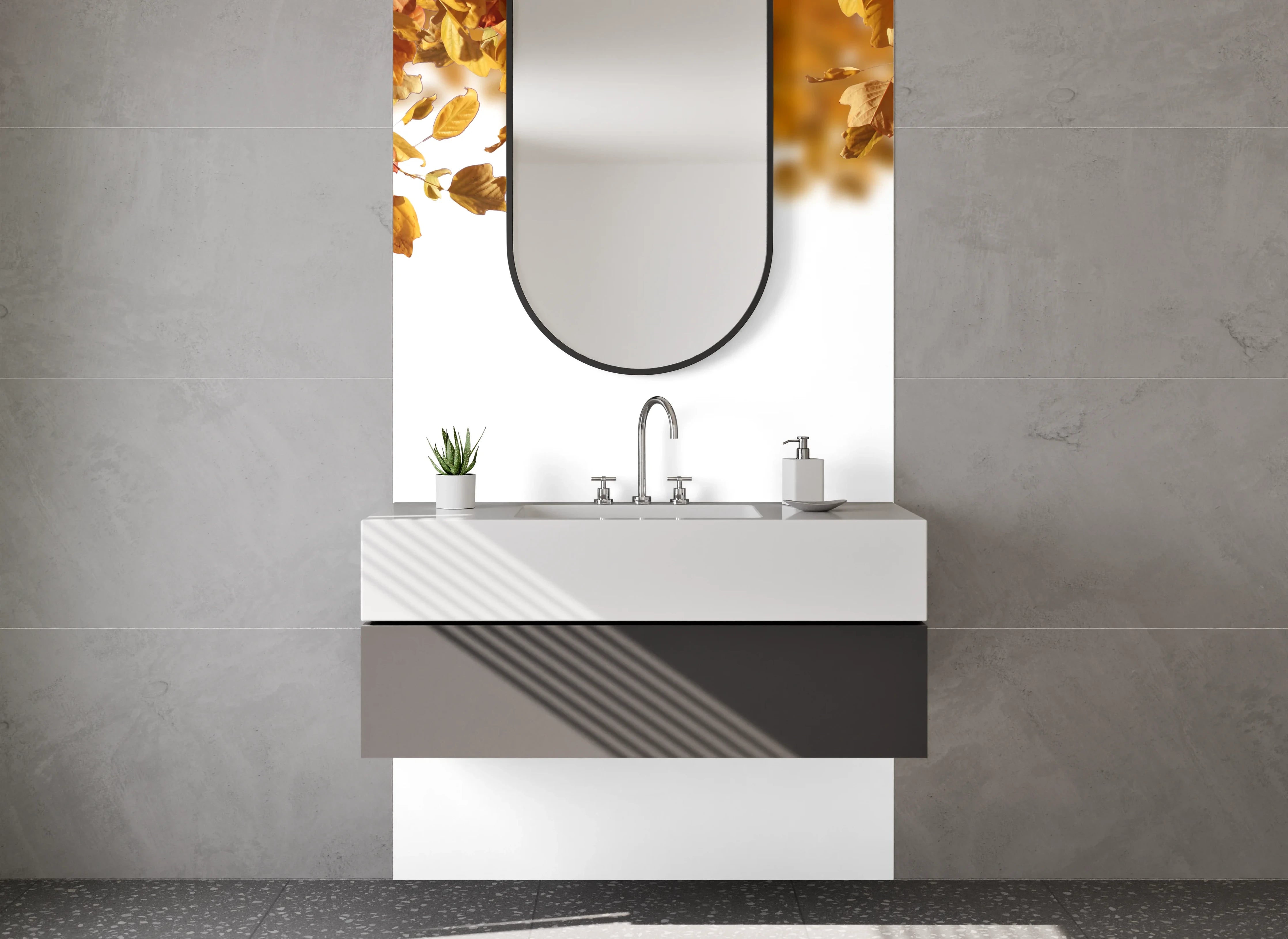 Waschbecken-Rückwand - Herbstlaub Design für Küchenrückwand