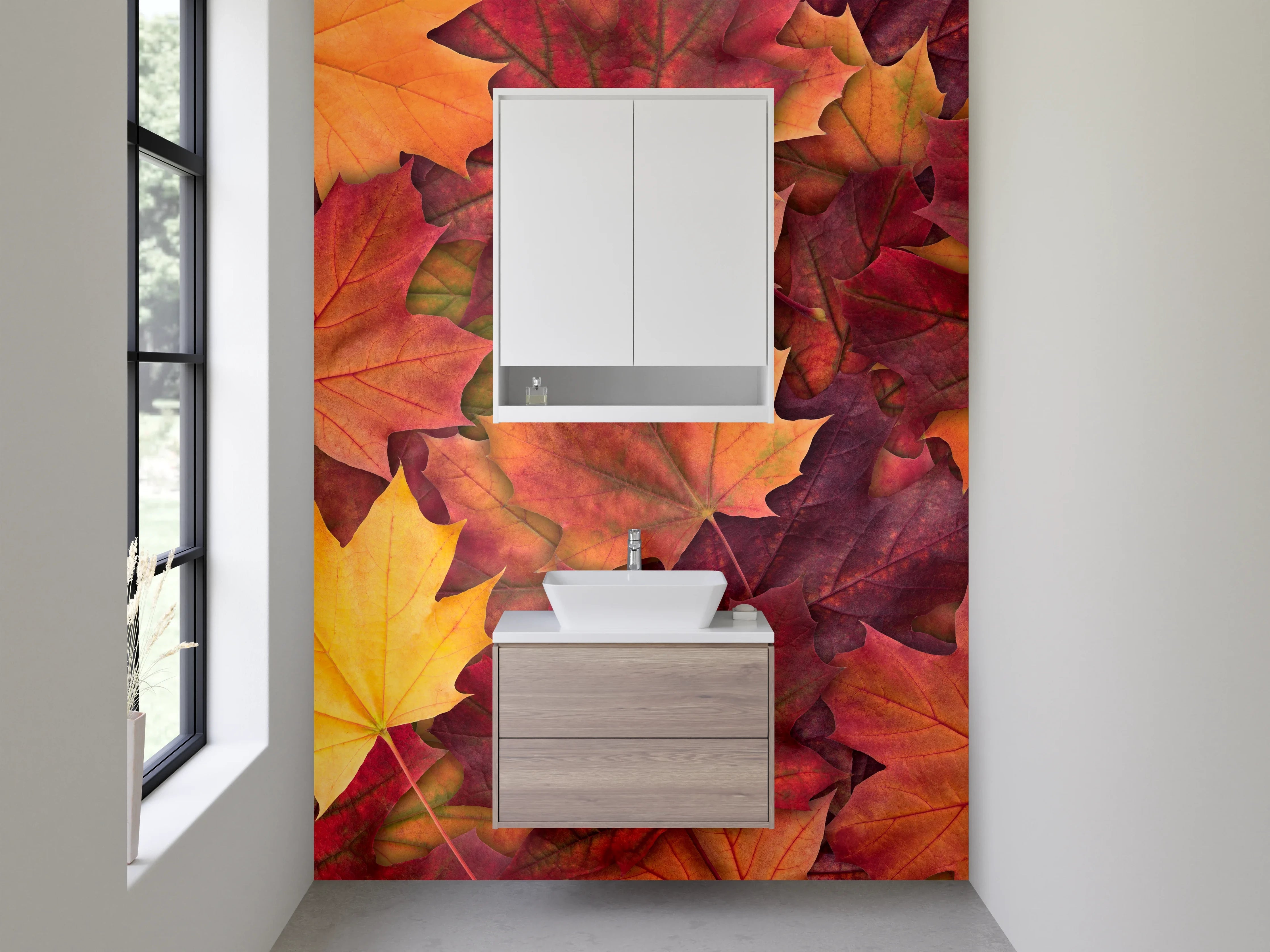 Waschbecken-Rückwand - Herbstliche Ahornblätter Muster