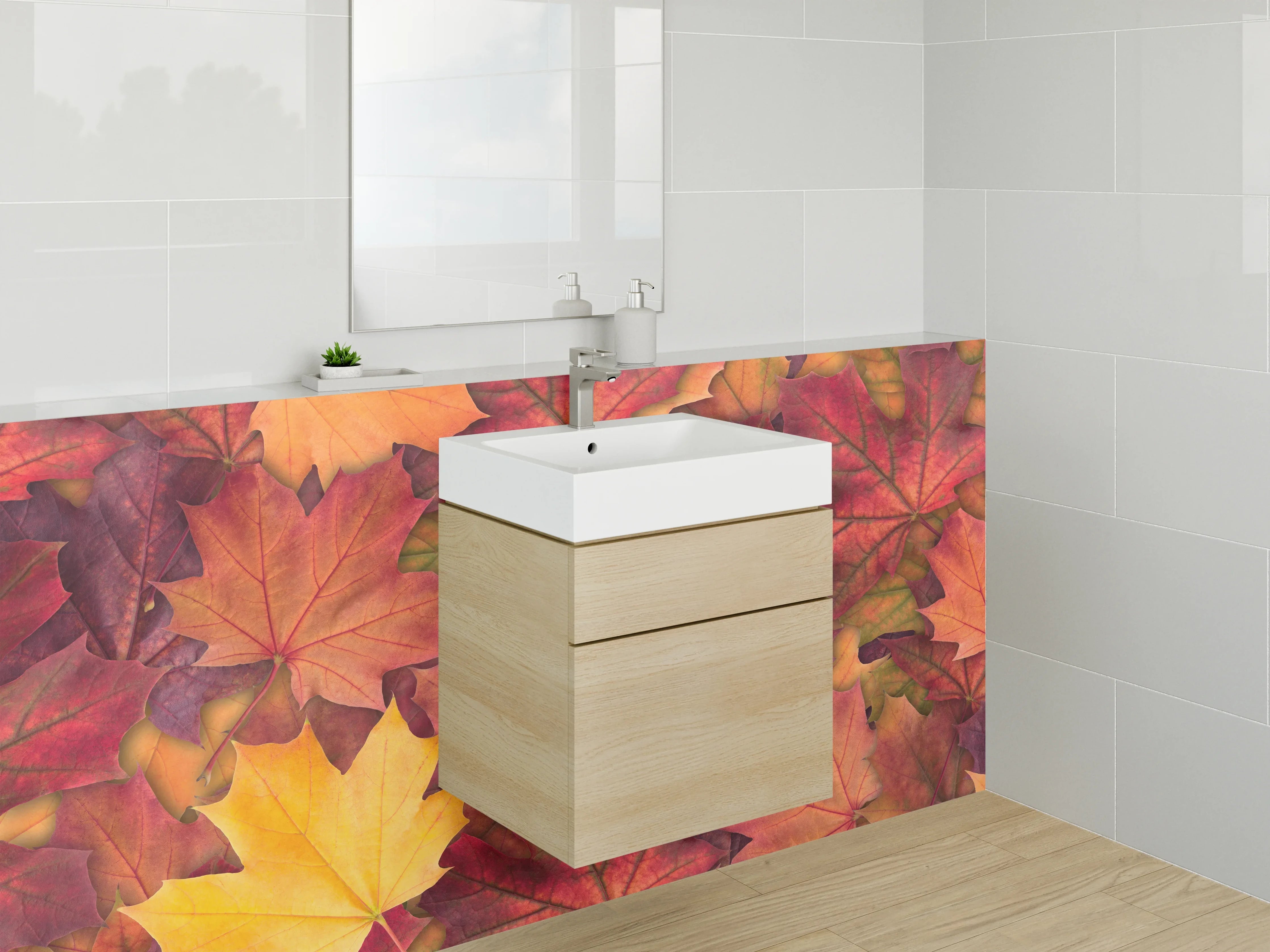 Waschbecken-Rückwand - Herbstliche Ahornblätter Muster