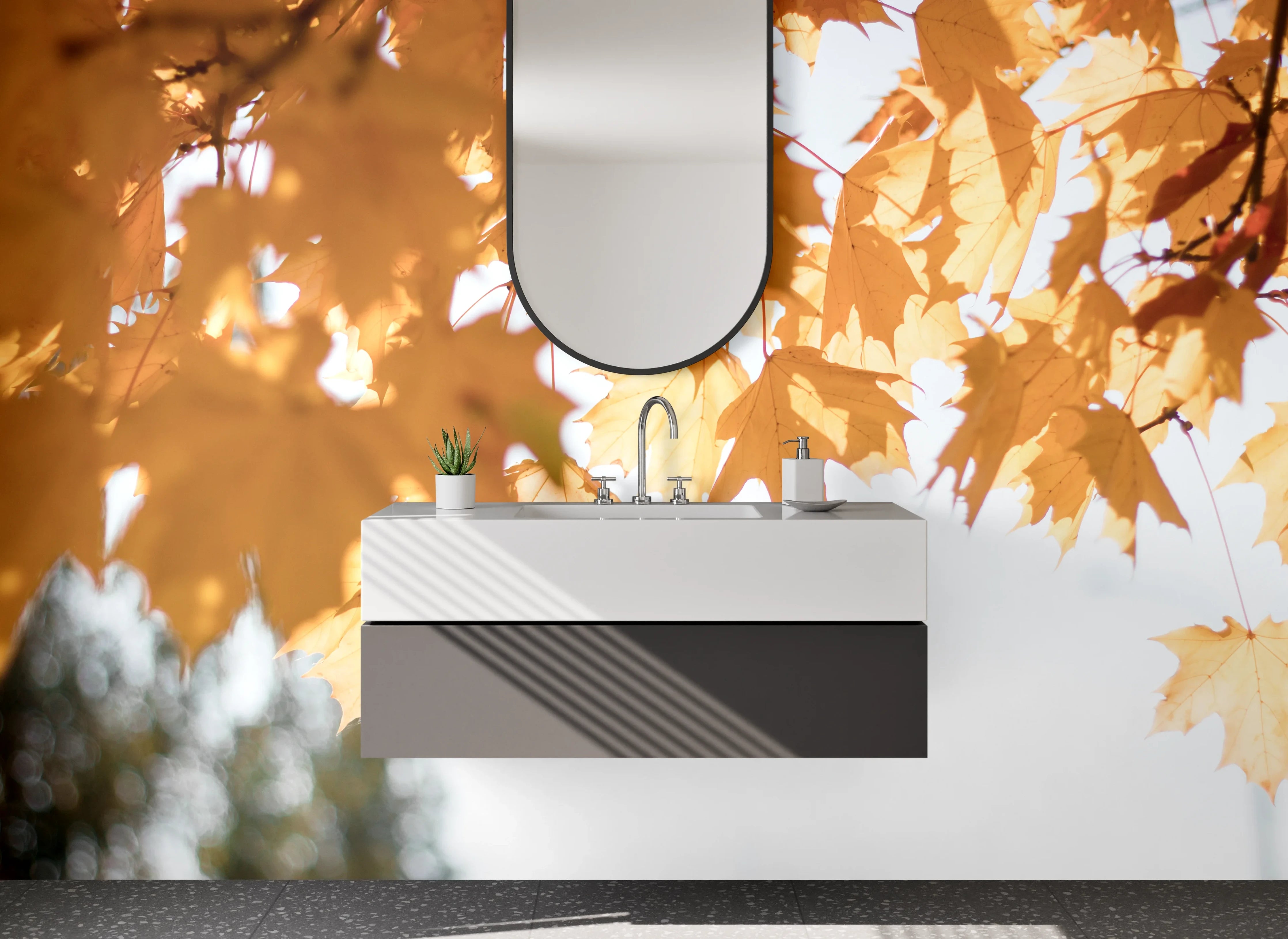 Waschbecken-Rückwand - Herbstliche Blätterpracht am Baum