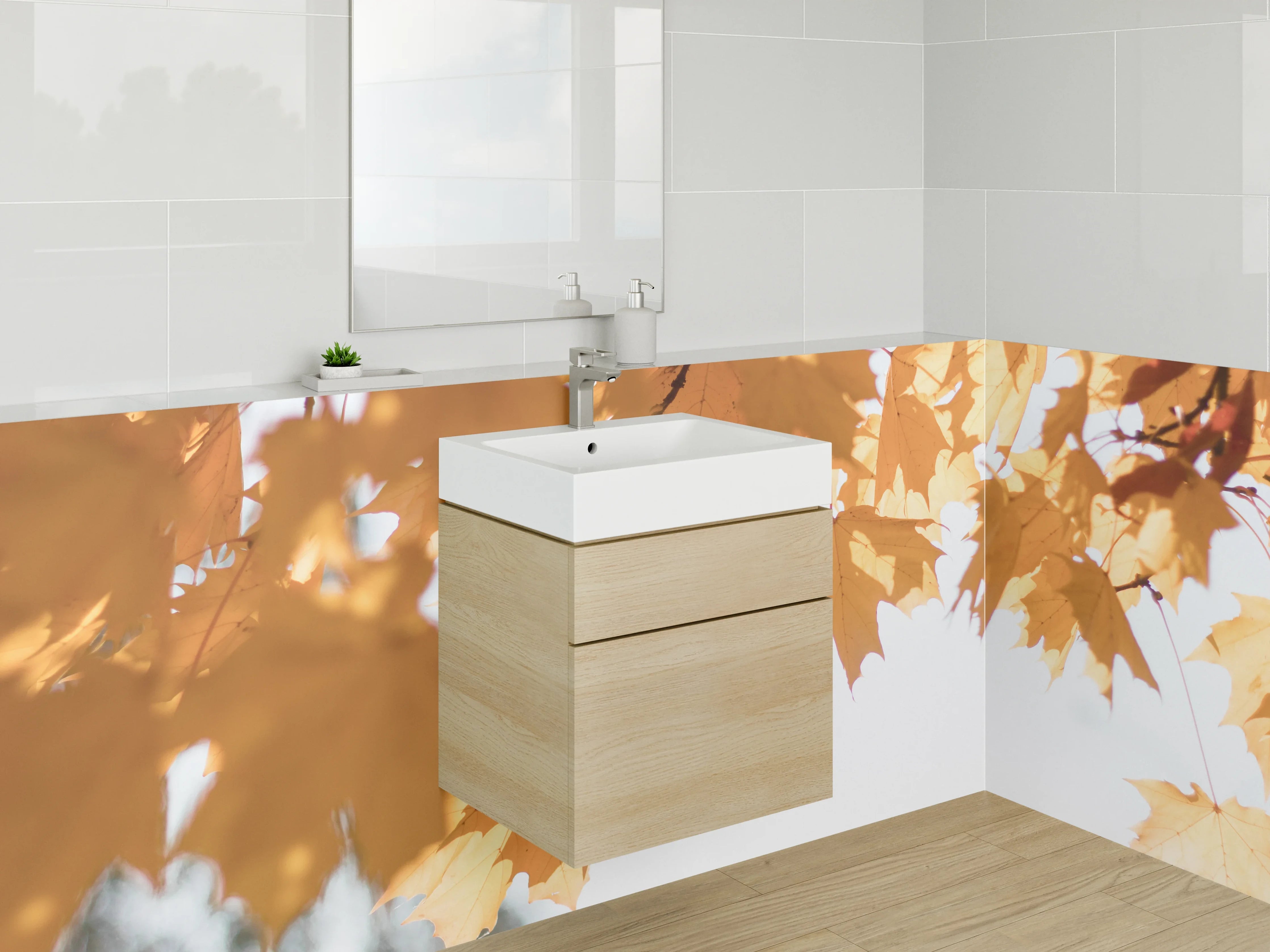 Waschbecken-Rückwand - Herbstliche Blätterpracht am Baum