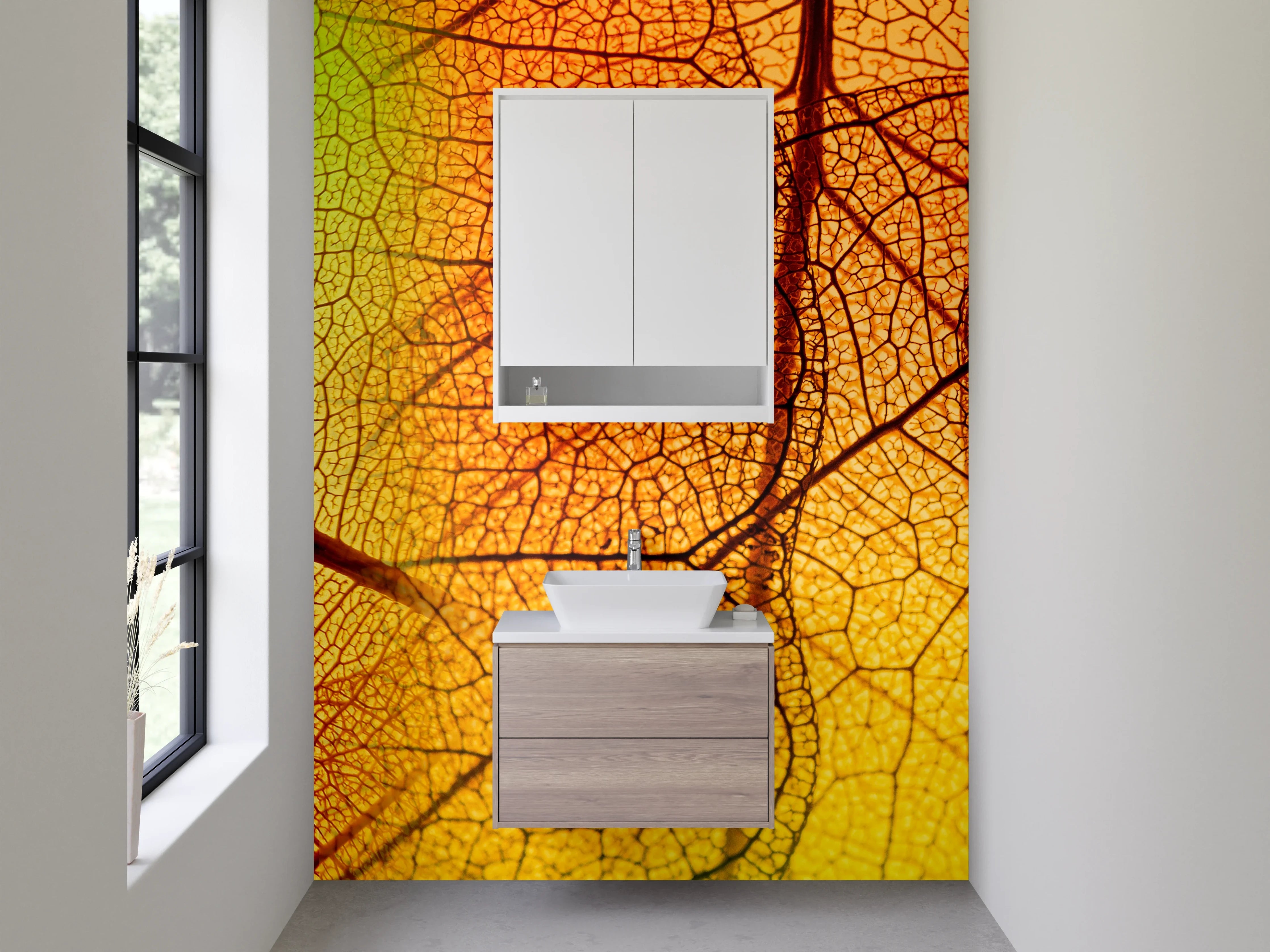Waschbecken-Rückwand - Herbstliche Blattstruktur in Makroansicht