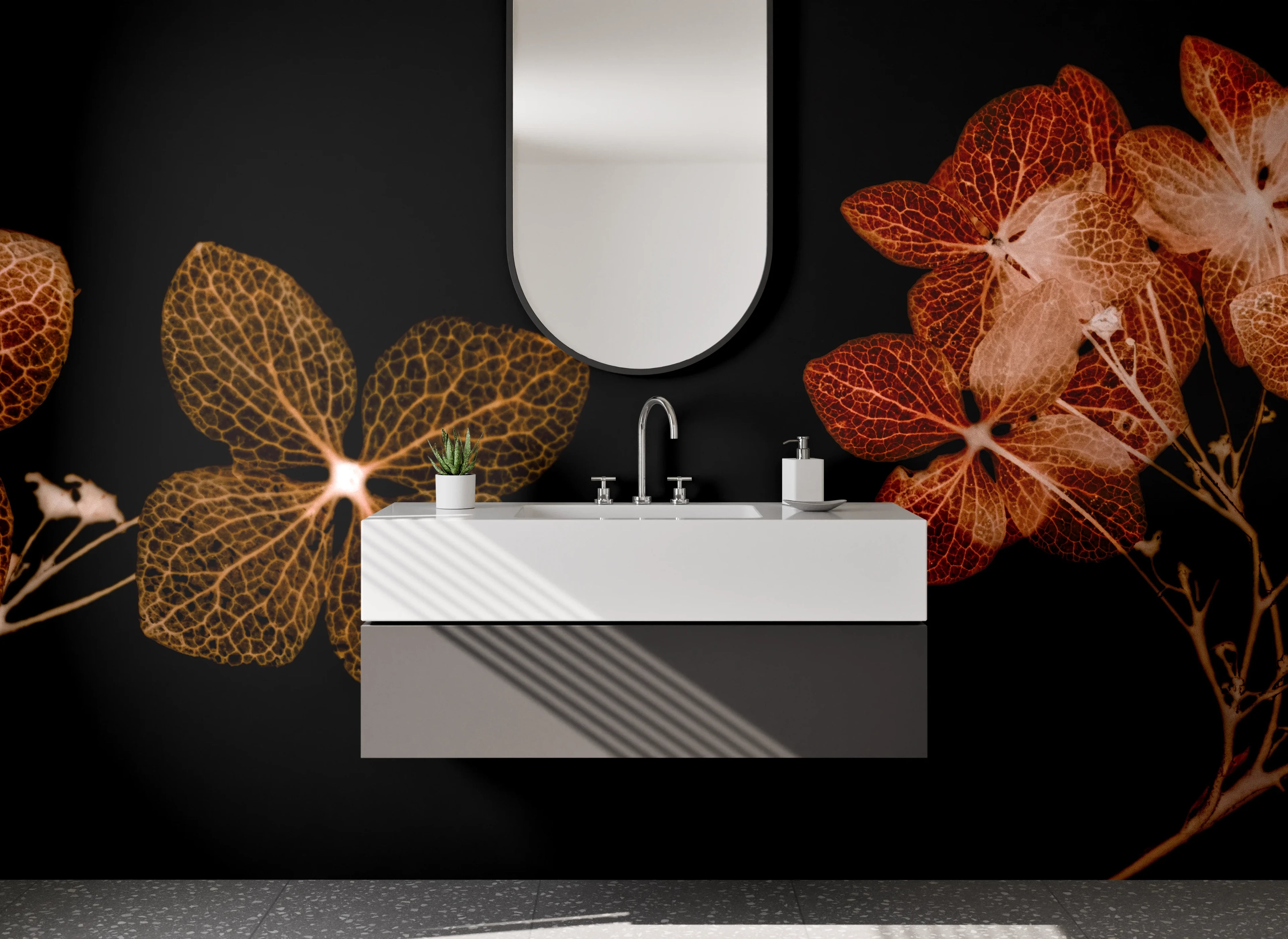 Waschbecken-Rückwand - Herbstliche Blüten Skelettstruktur Fotokunst