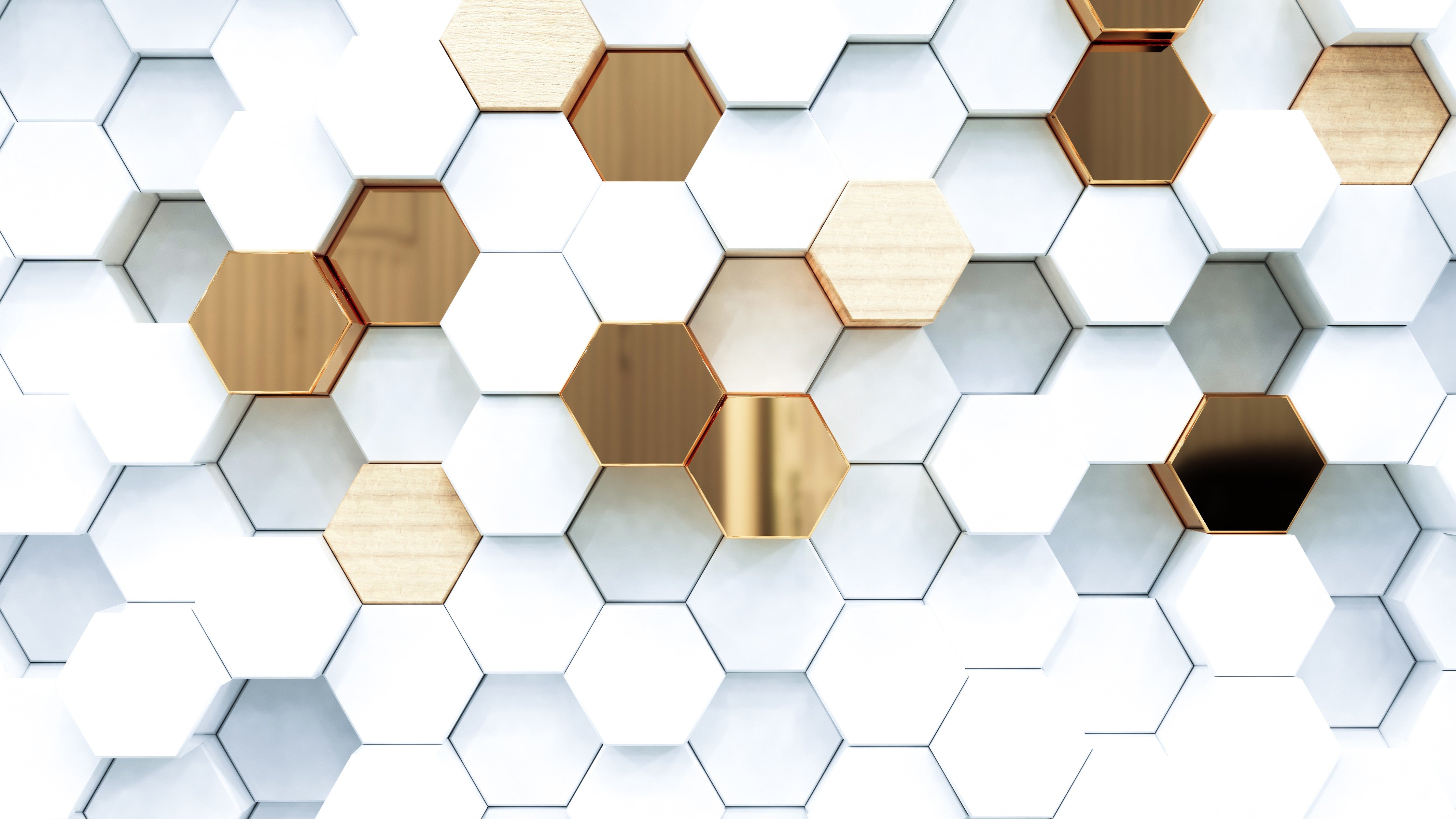 Waschbecken-Rückwand-Hexagon-Muster in Marmor und Gold