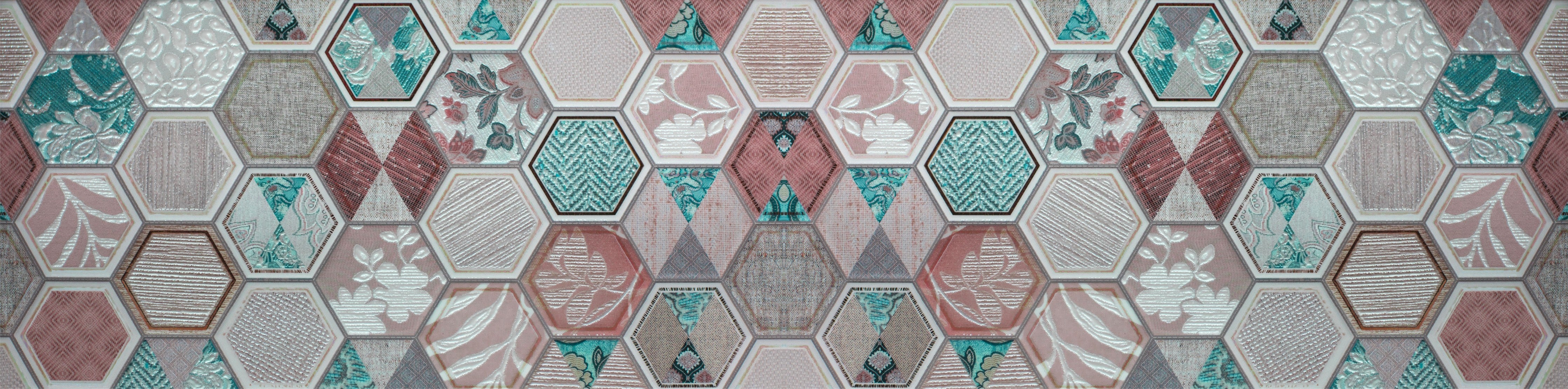 Waschbecken-Rückwand-Hexagon Vintage Mosaik Fliesenoptik