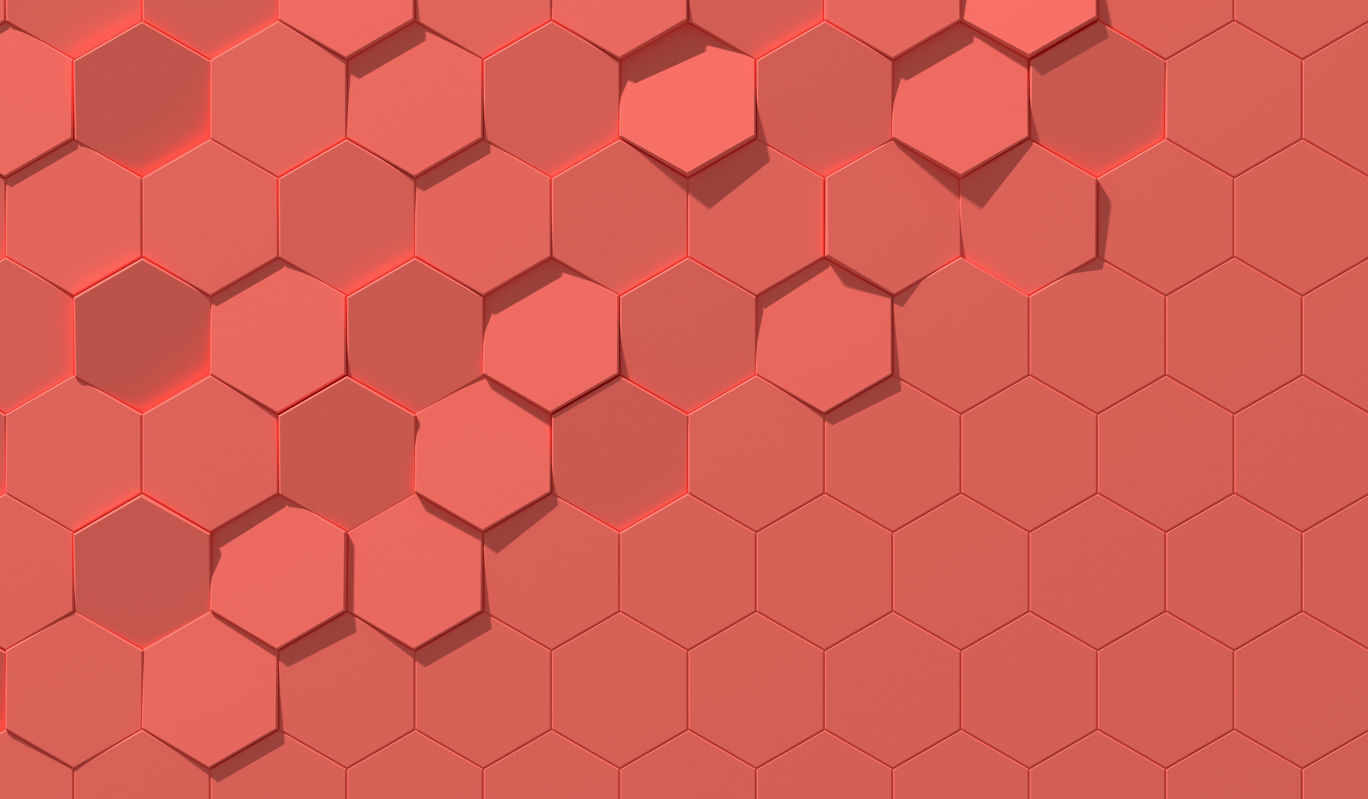 Waschbecken-Rückwand-Hexagon Wabenmuster in Lachsrosa