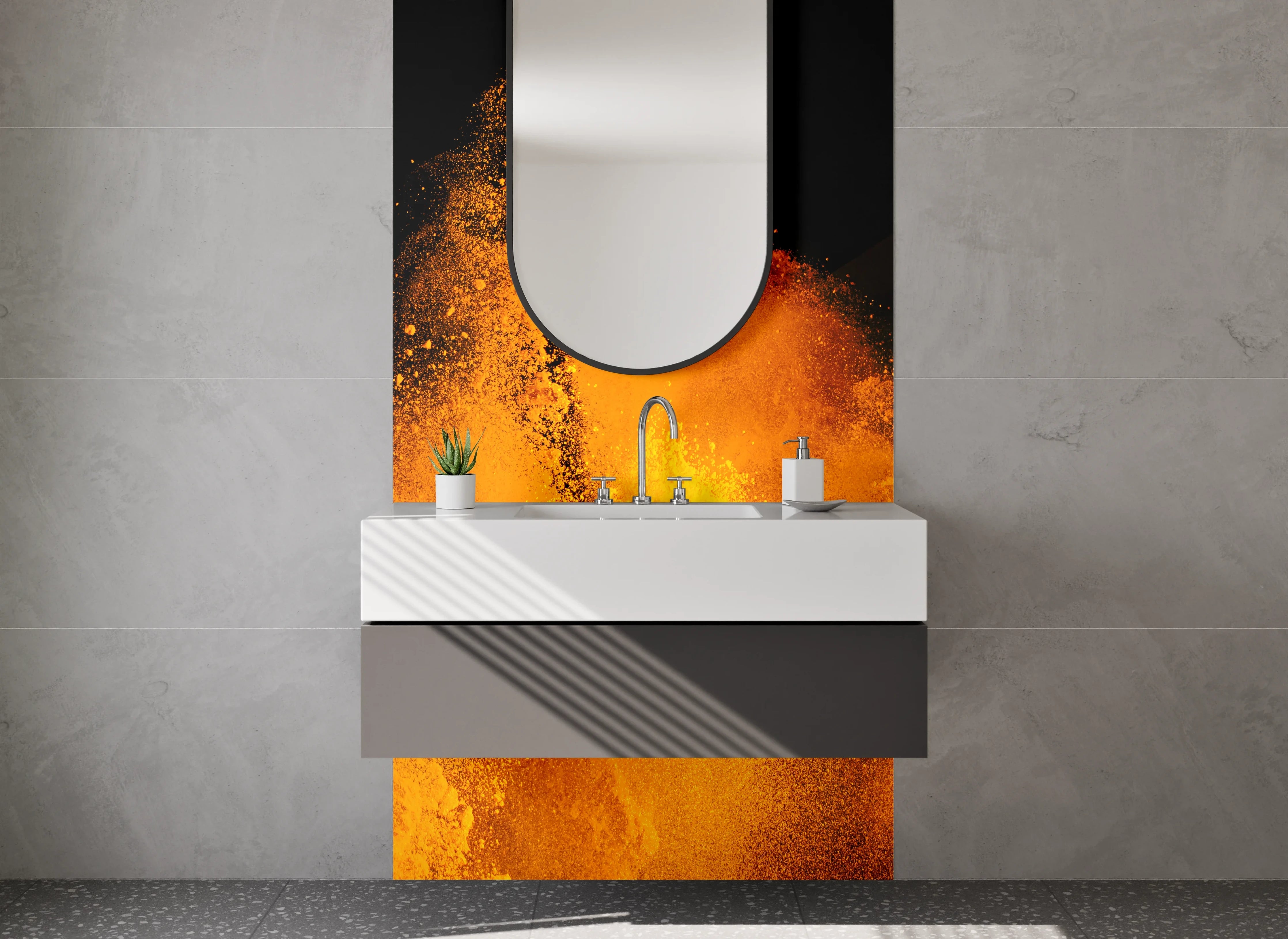 Waschbecken-Rückwand - Himmel aus Grau und Weiß