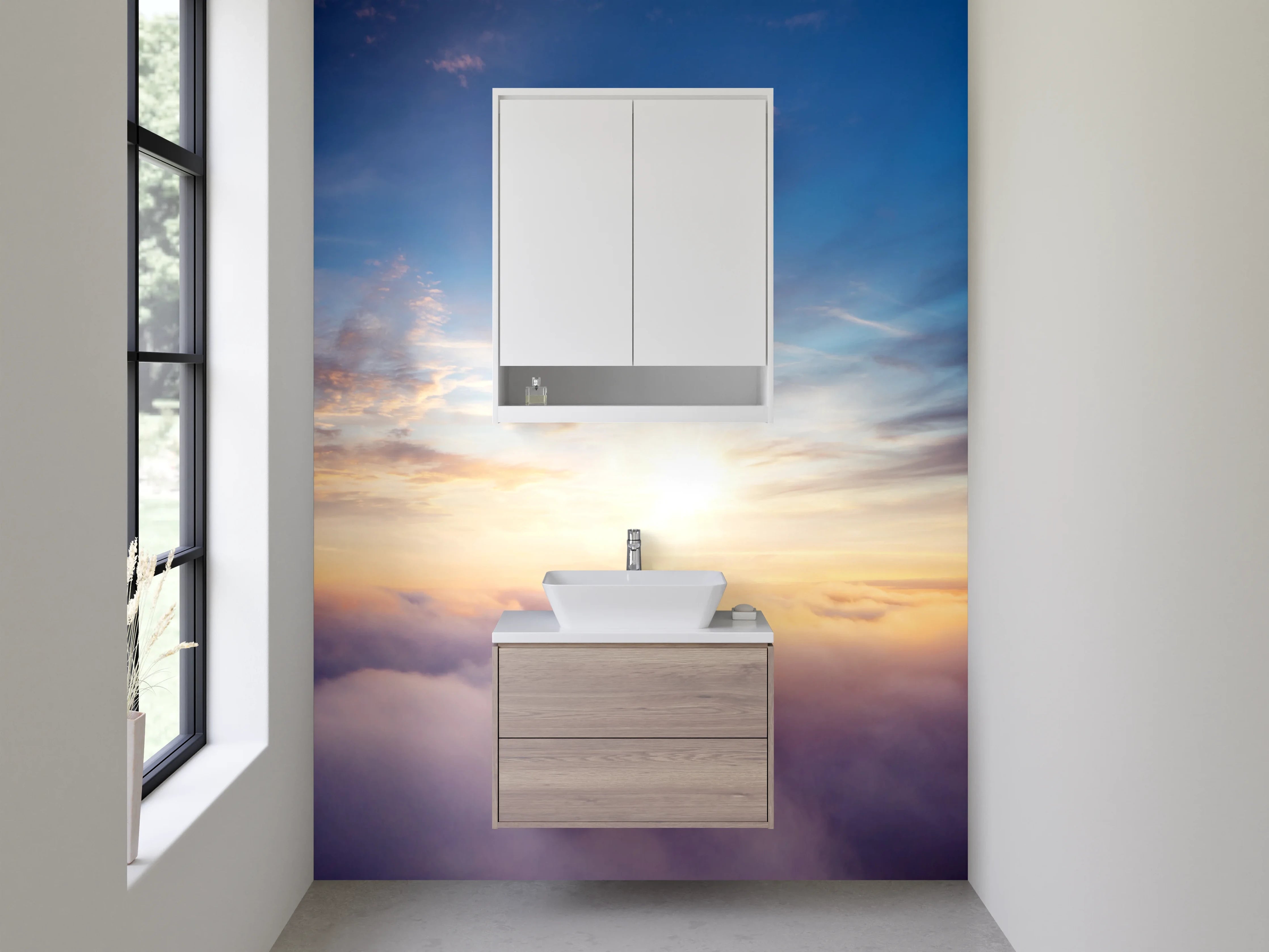 Waschbecken-Rückwand - Himmel und Wolken über den Wolken