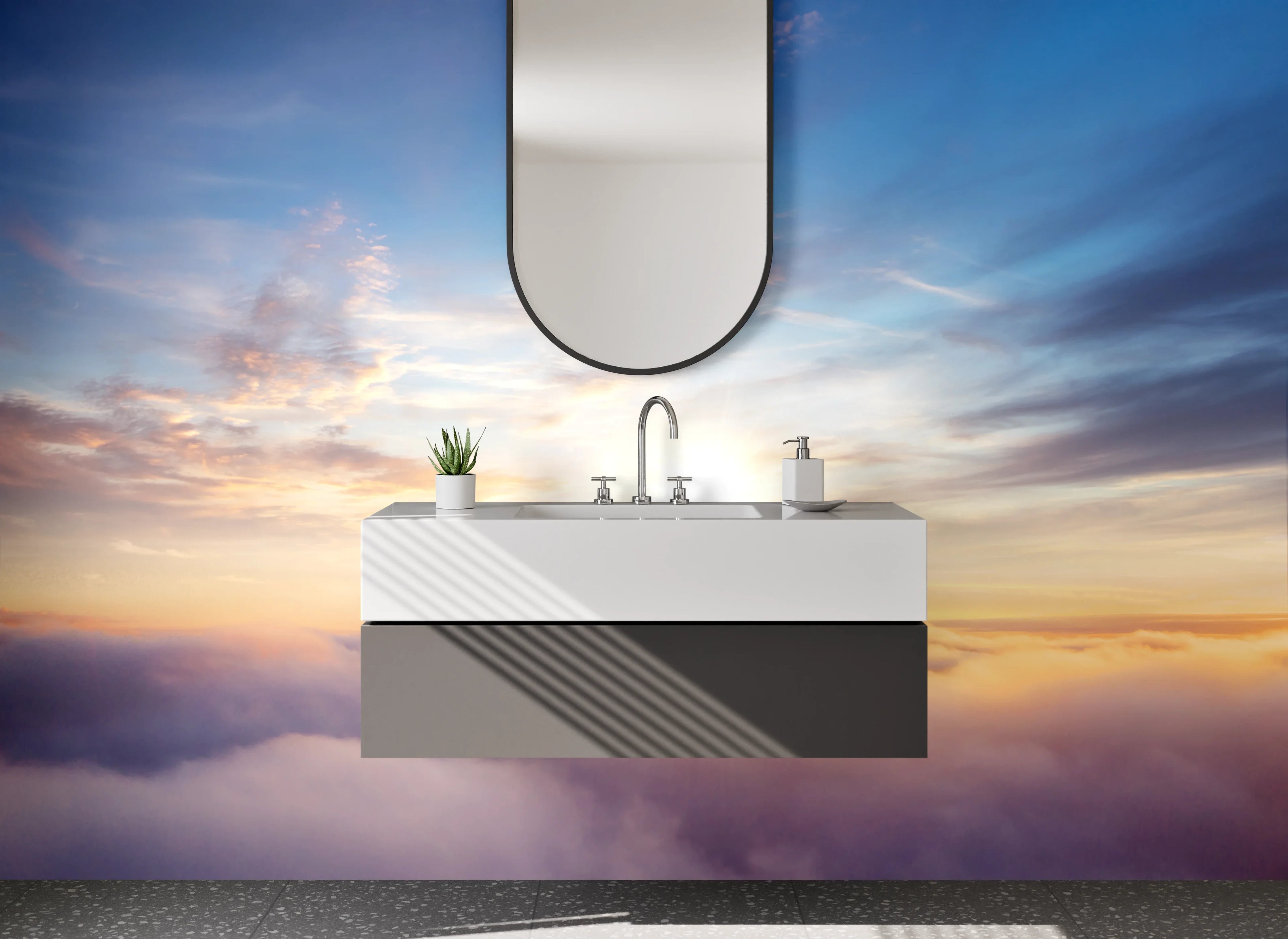 Waschbecken-Rückwand - Himmel und Wolken über den Wolken