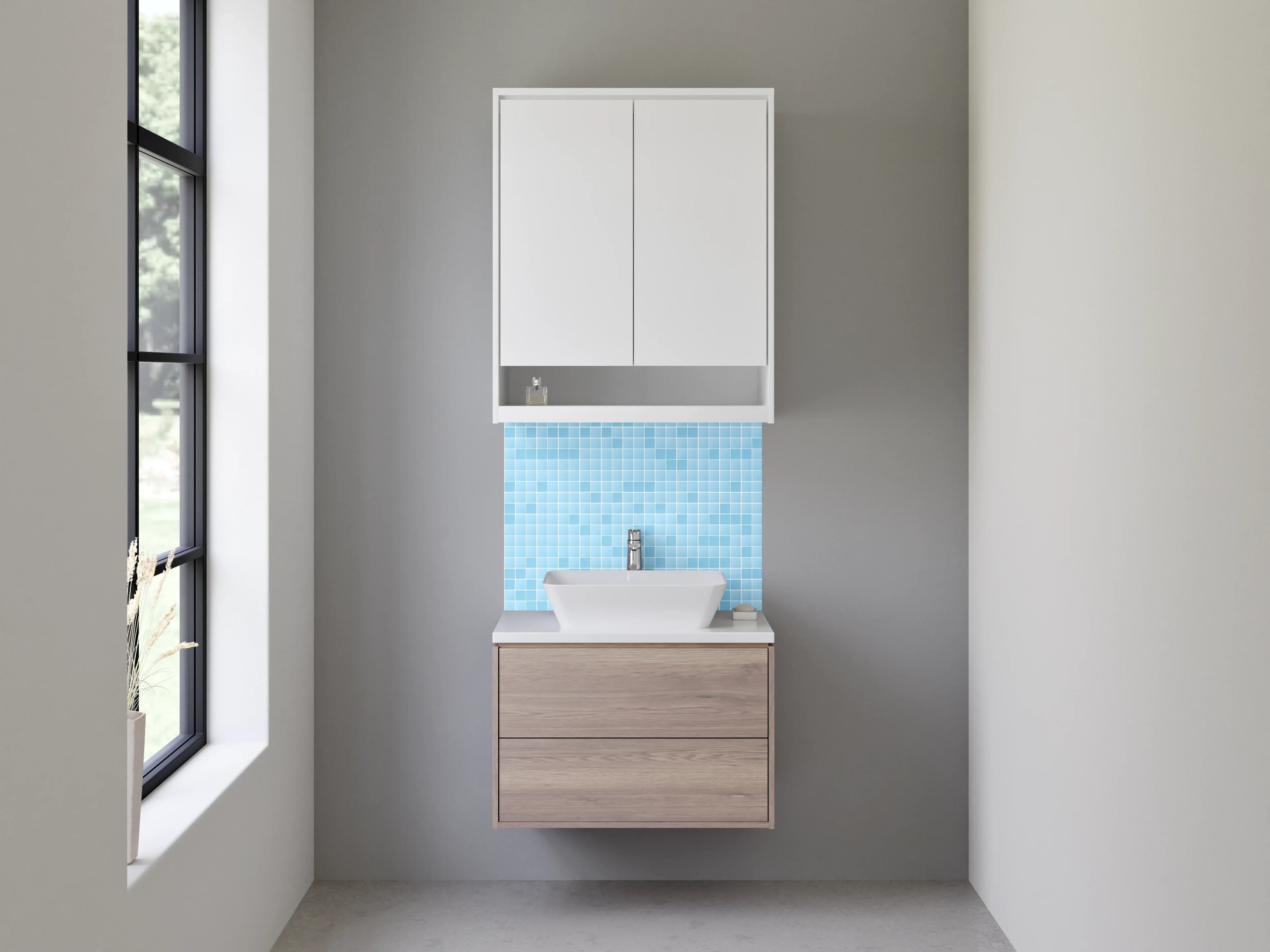 Waschbecken-Rückwand - Himmelsblaue Mosaikfliesen