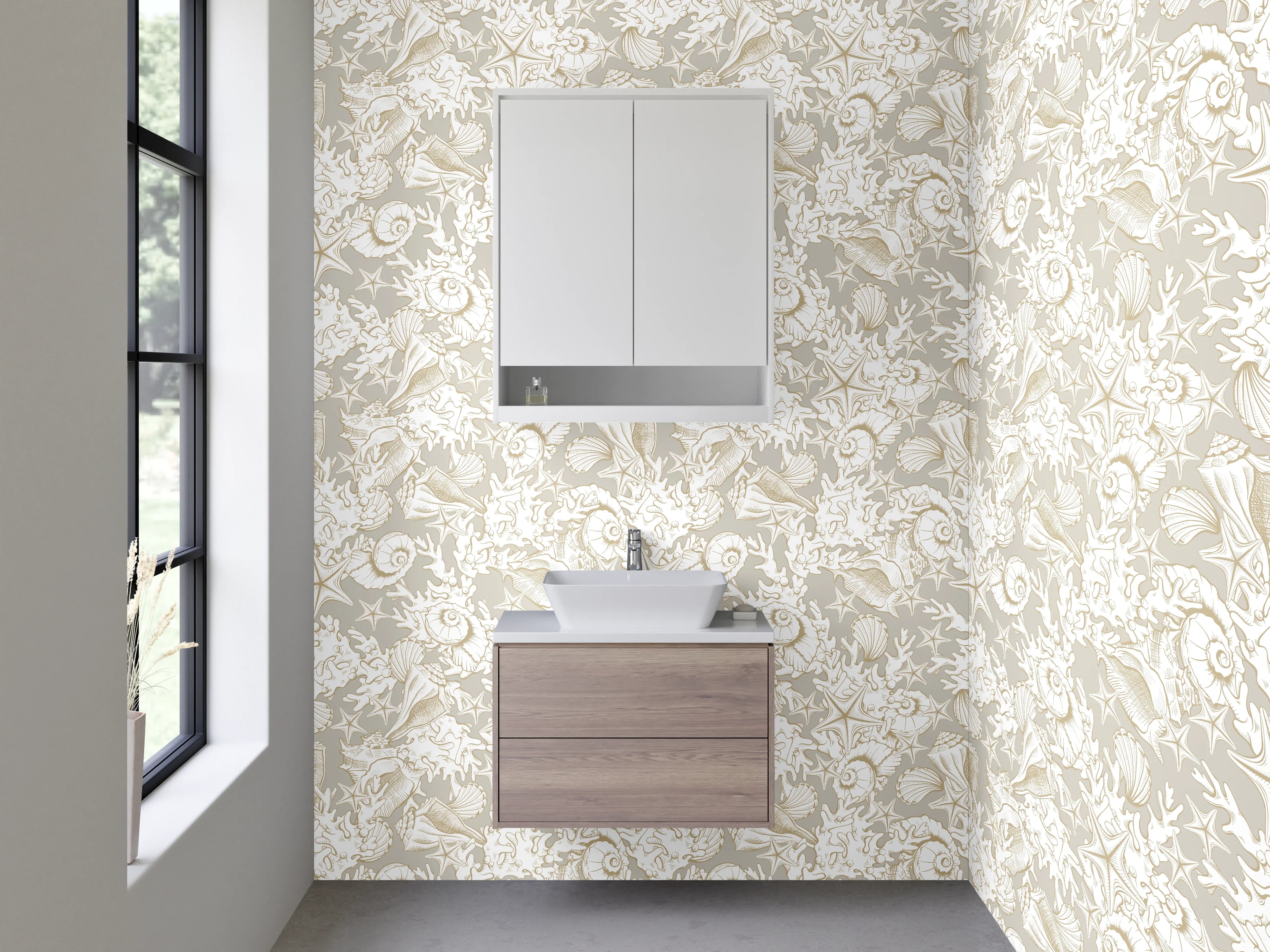 Waschbecken-Rückwand - Himmlisches Weihnachtsmuster in Cremeweiß