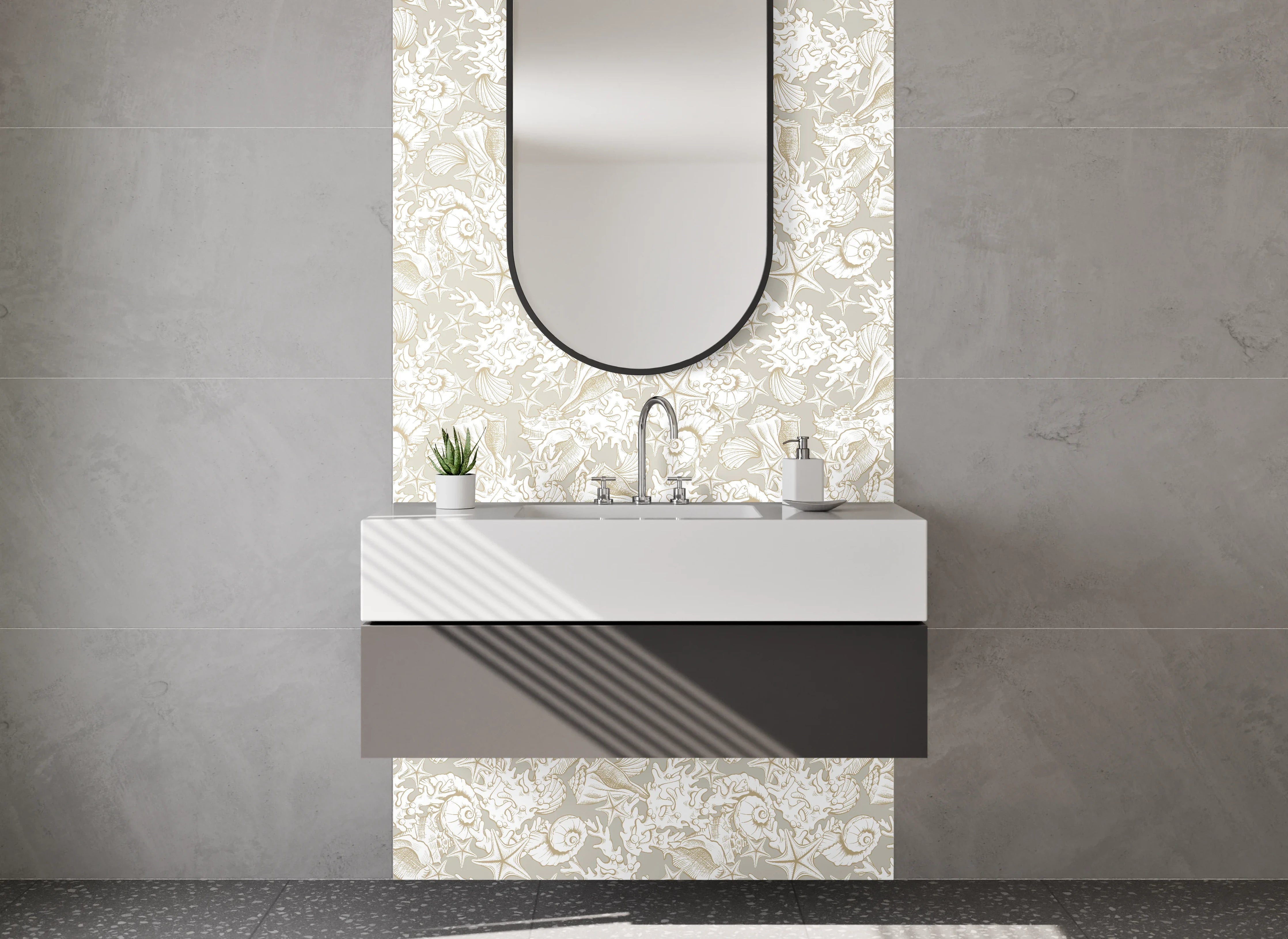 Waschbecken-Rückwand - Himmlisches Weihnachtsmuster in Cremeweiß