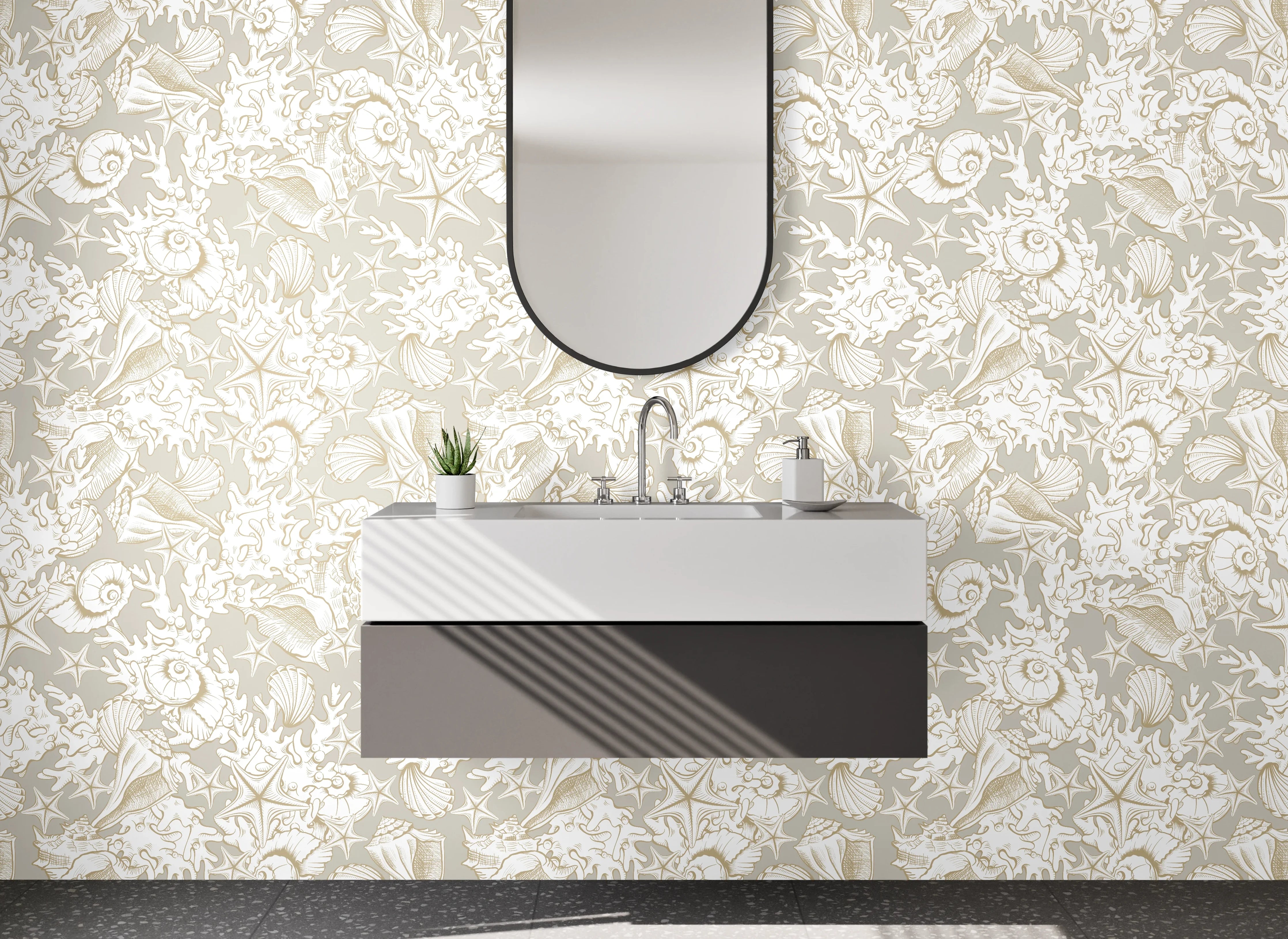 Waschbecken-Rückwand - Himmlisches Weihnachtsmuster in Cremeweiß