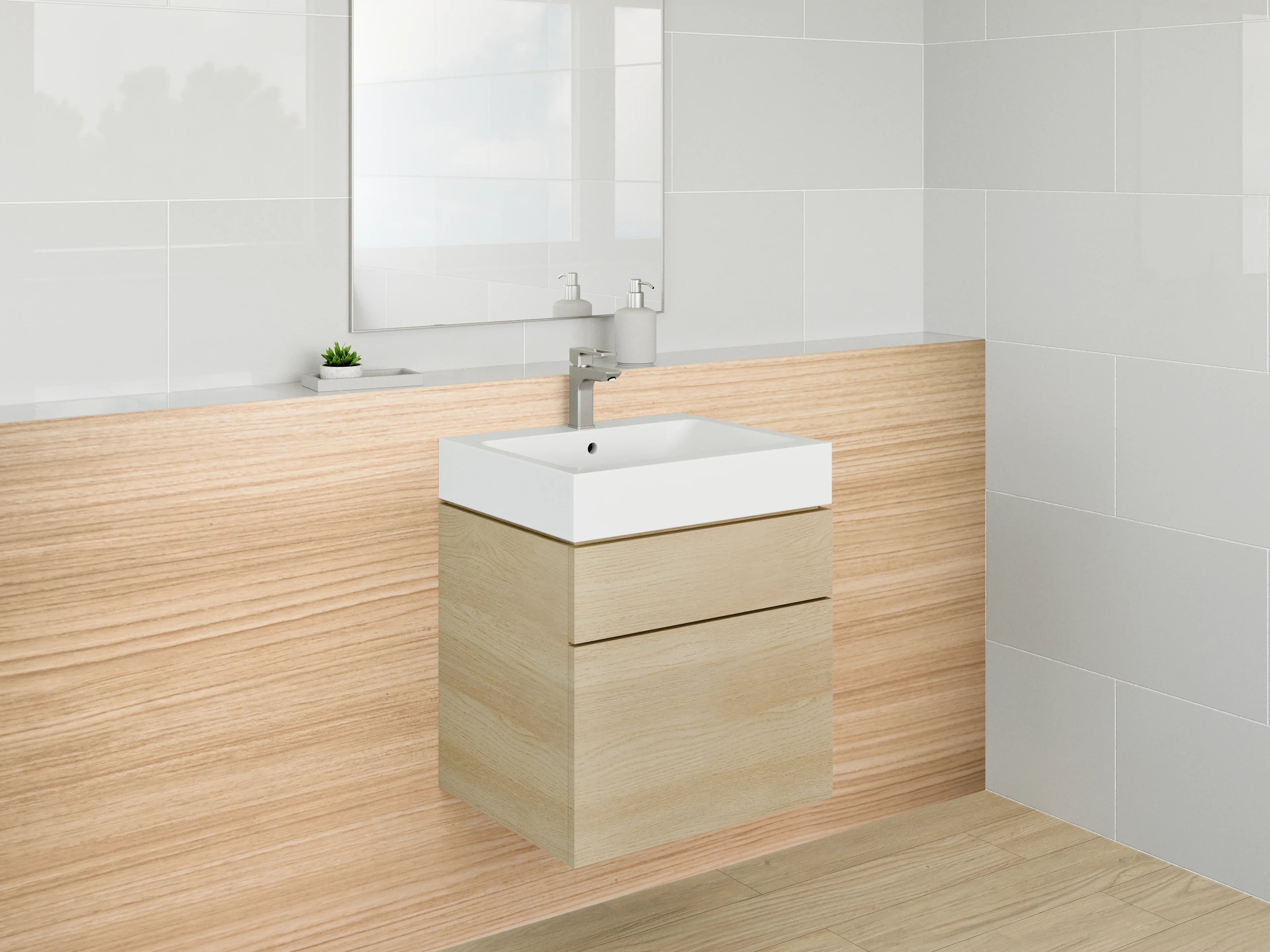 Waschbecken-Rückwand - Holzmaserung in hellem Naturton