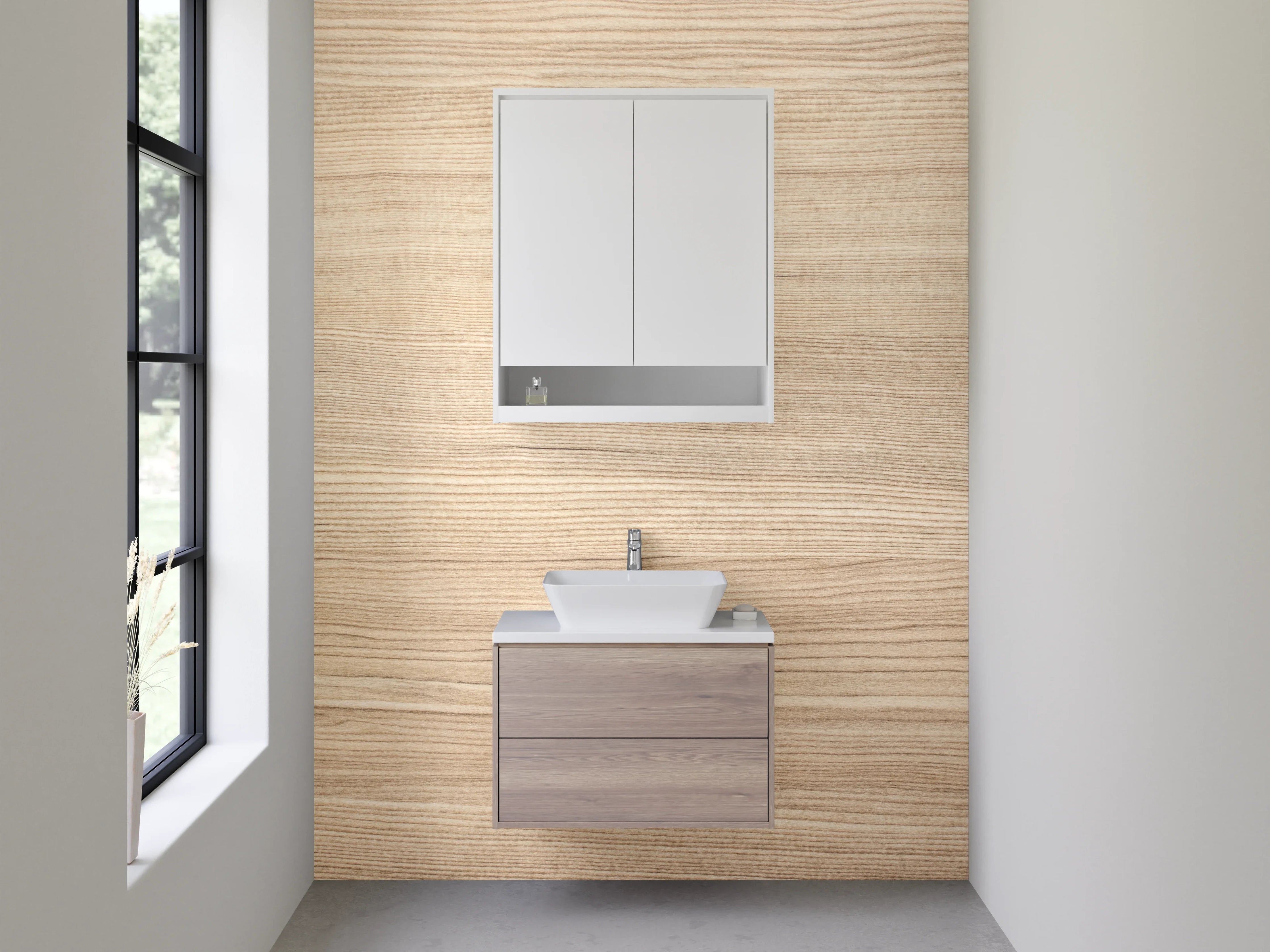 Waschbecken-Rückwand - Holzoptik Beige Dekorplatte