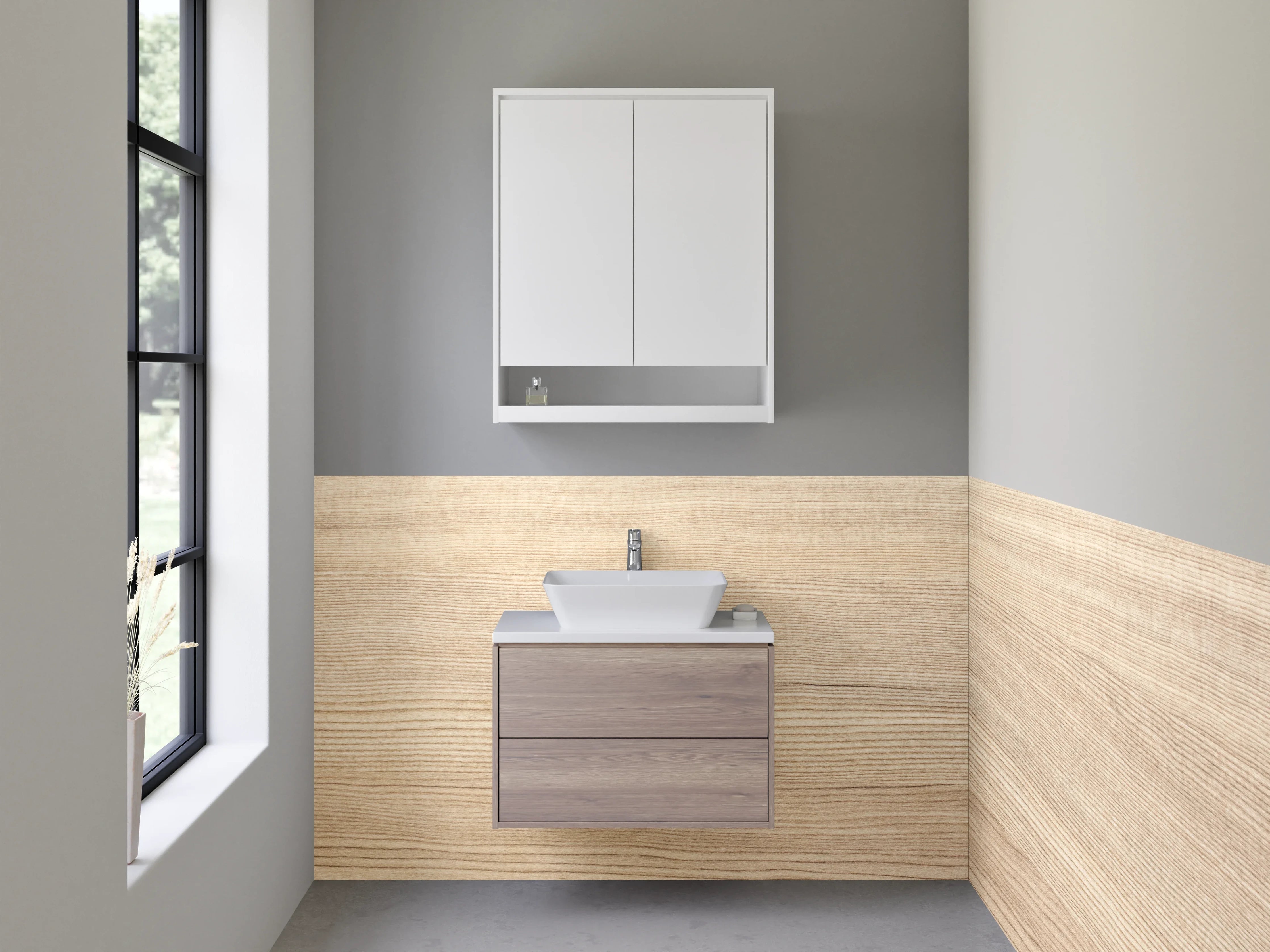 Waschbecken-Rückwand - Holzoptik Beige Dekorplatte