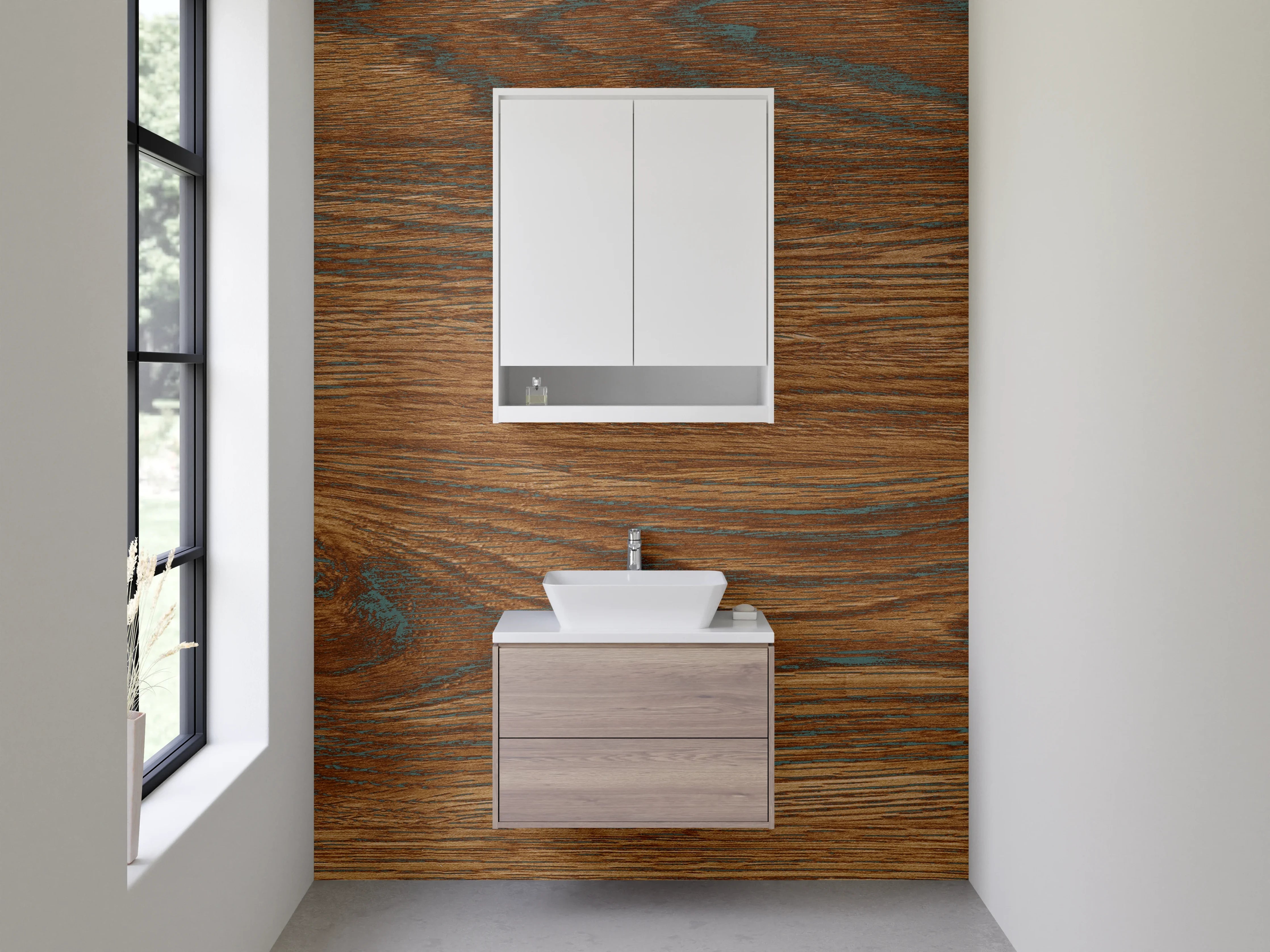 Waschbecken-Rückwand - Holzoptik Braun Struktur