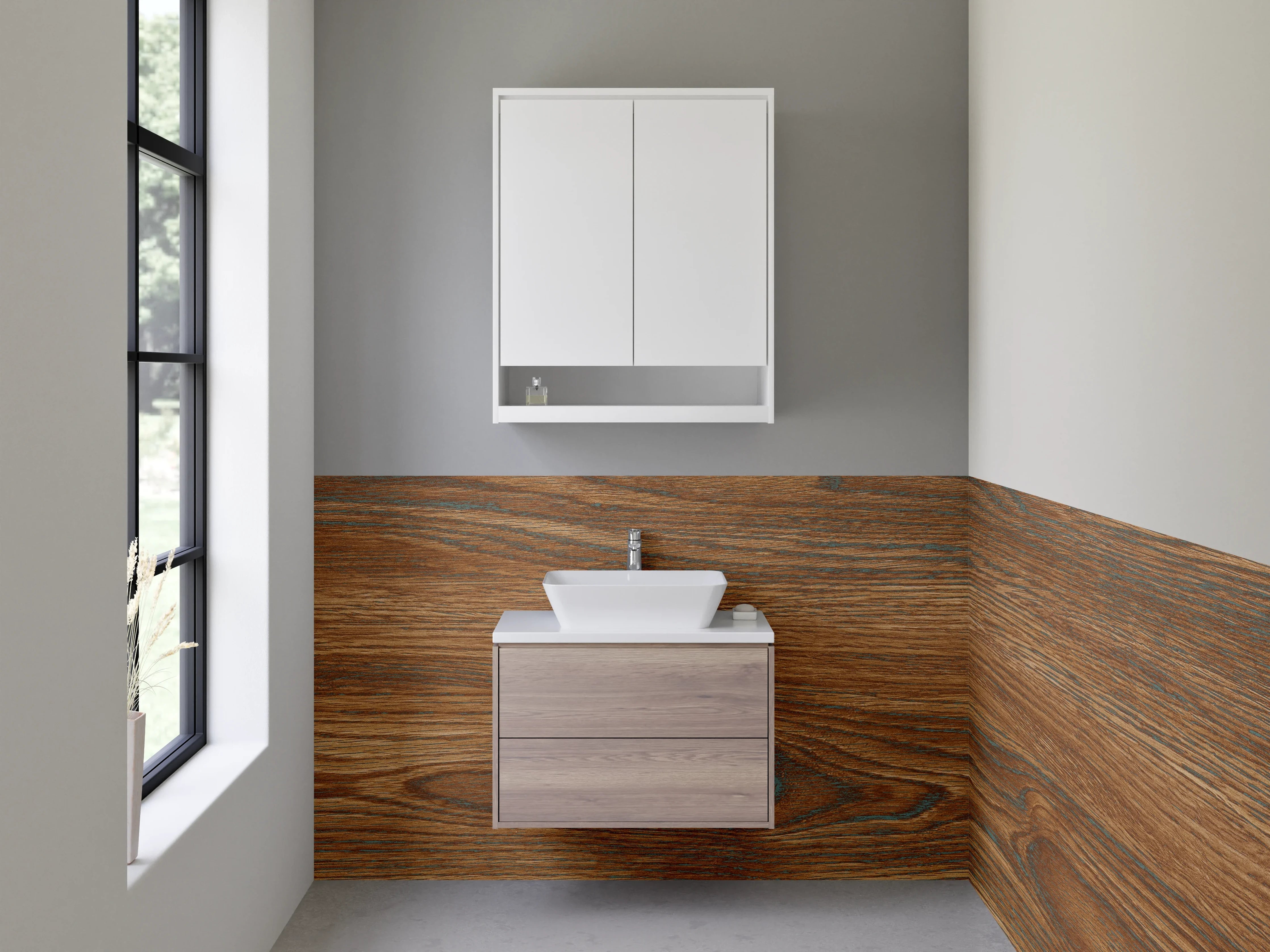 Waschbecken-Rückwand - Holzoptik Braun Struktur