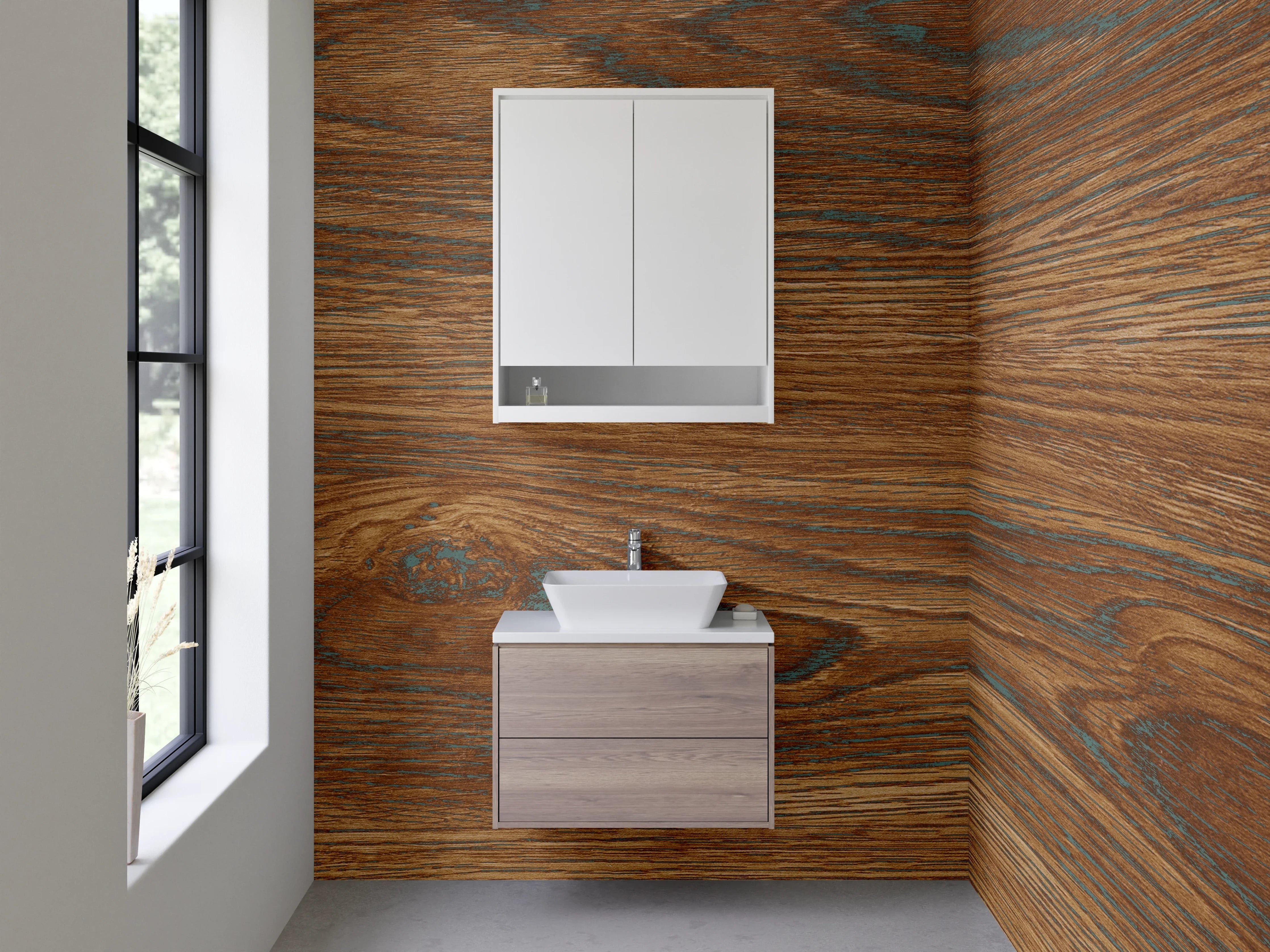 Waschbecken-Rückwand - Holzoptik Braun Struktur