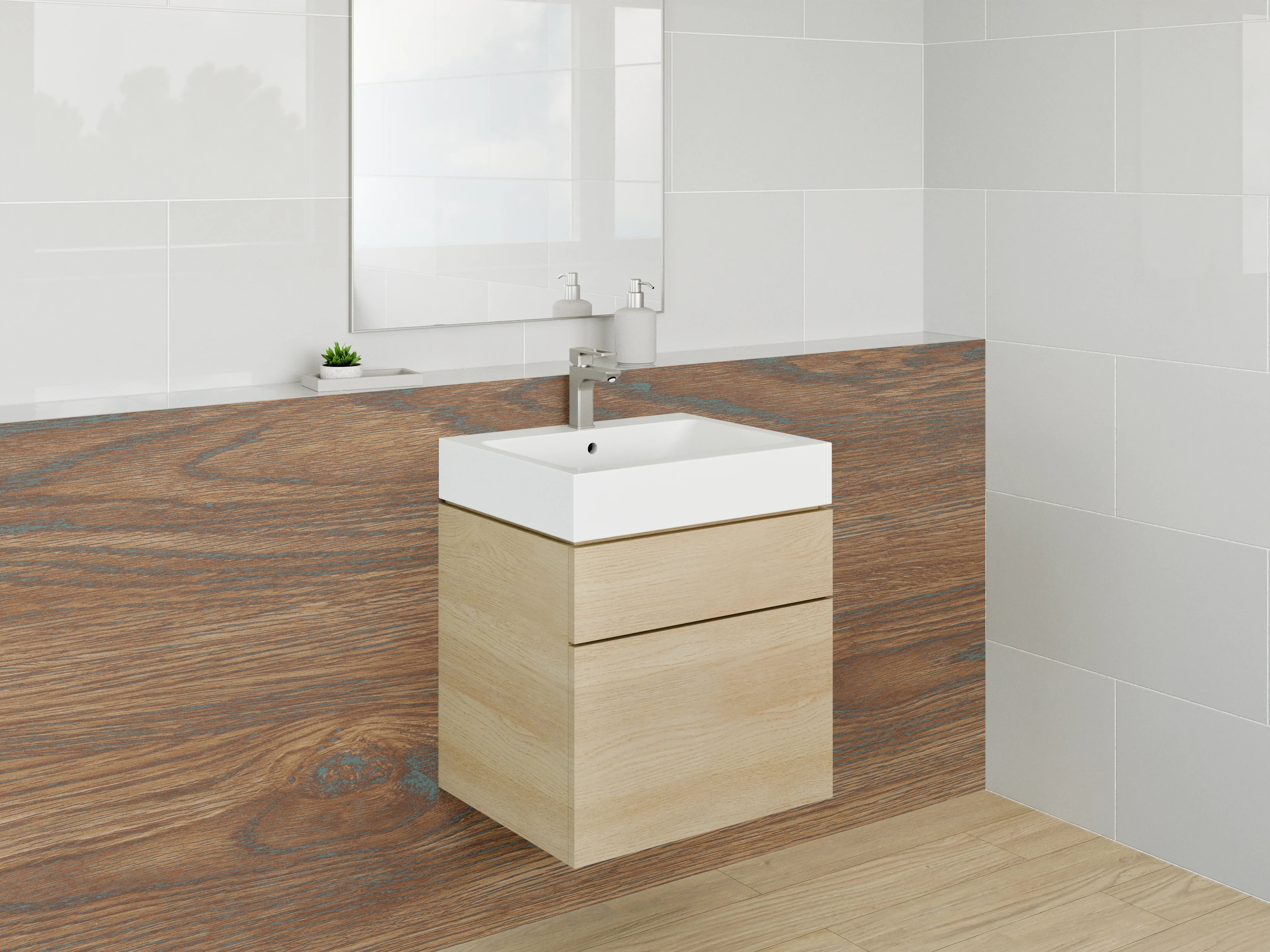 Waschbecken-Rückwand - Holzoptik Braun Struktur
