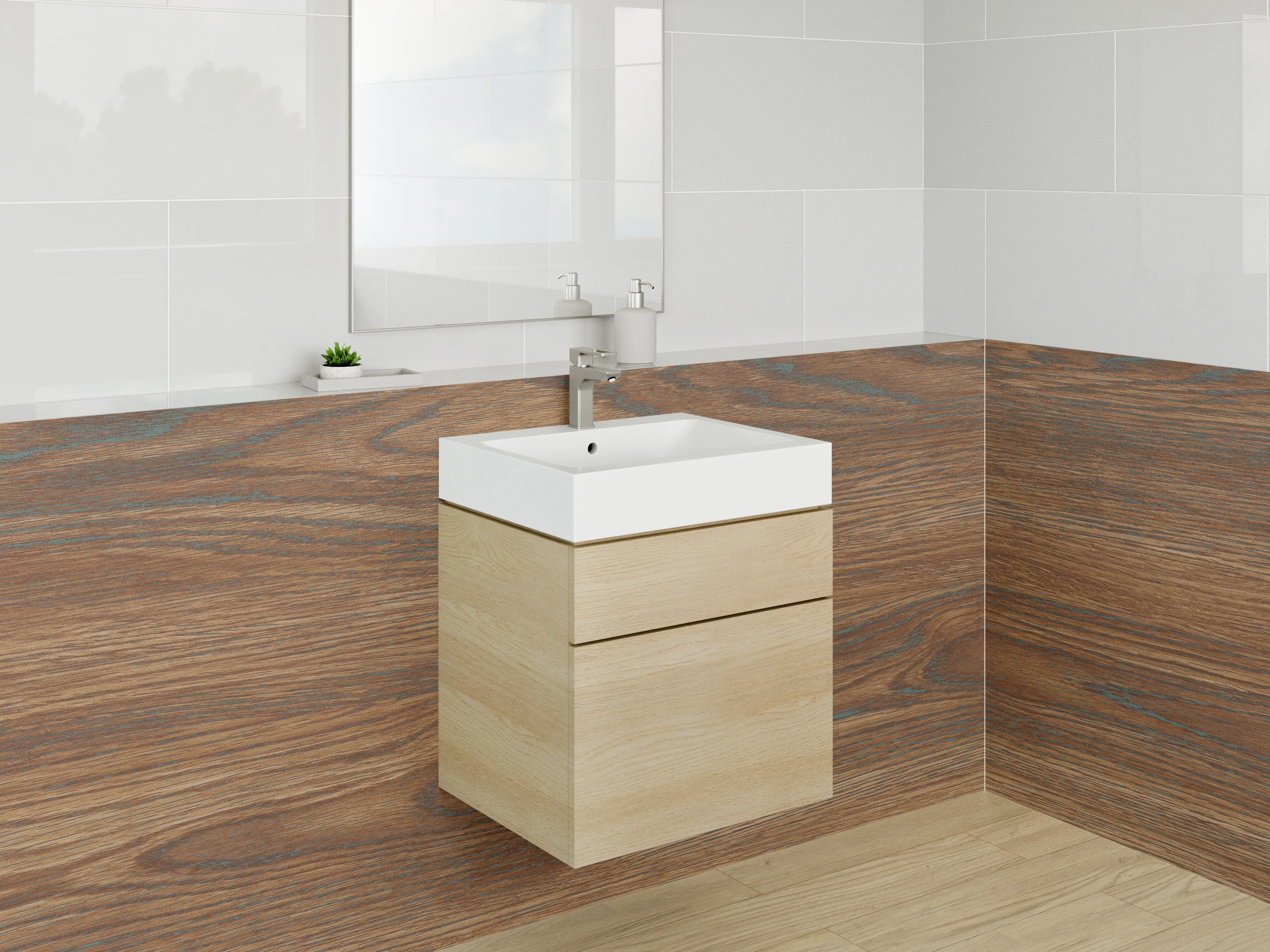 Waschbecken-Rückwand - Holzoptik Braun Struktur