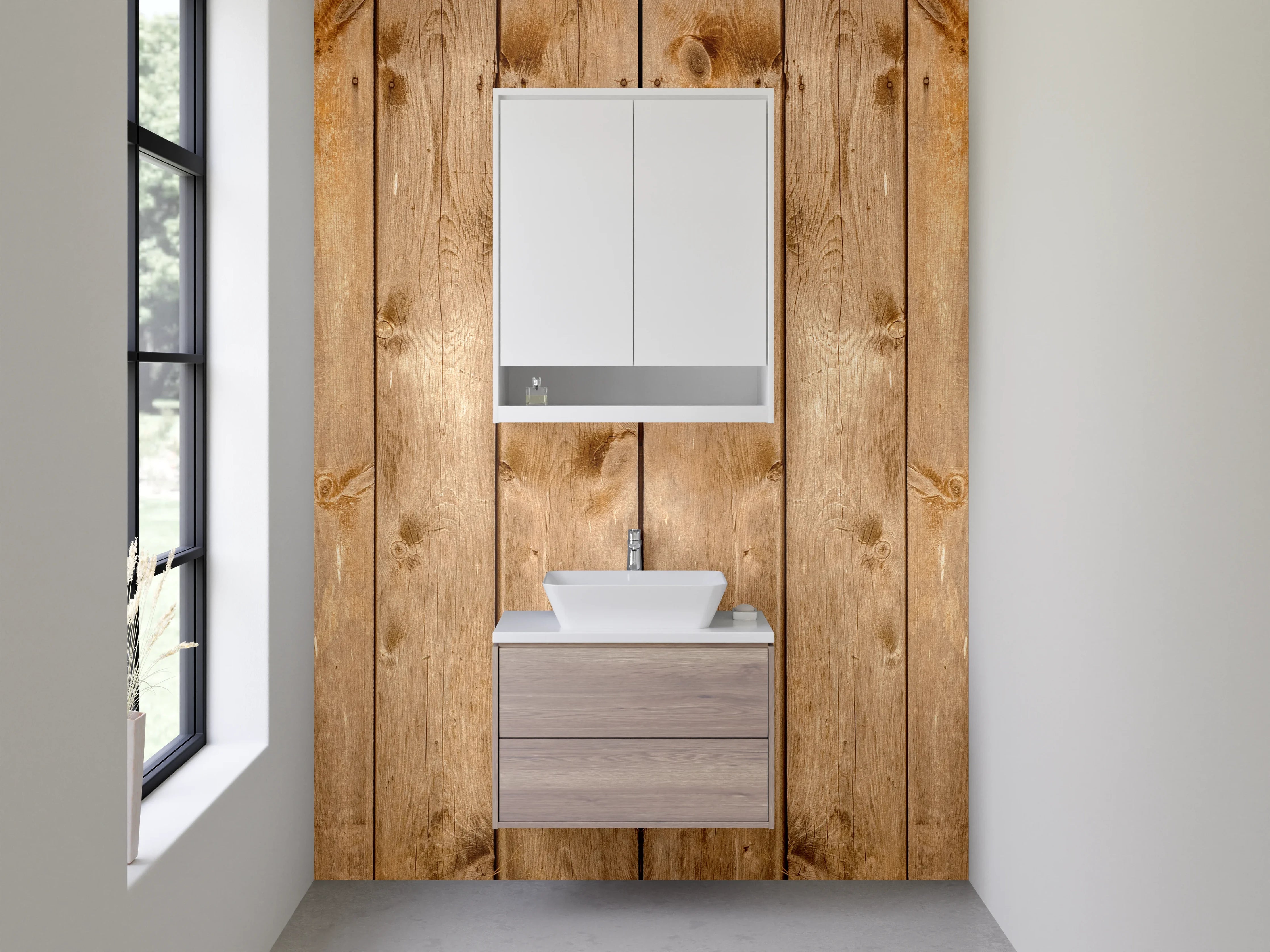 Waschbecken-Rückwand - Holzoptik Bretterstruktur Braun