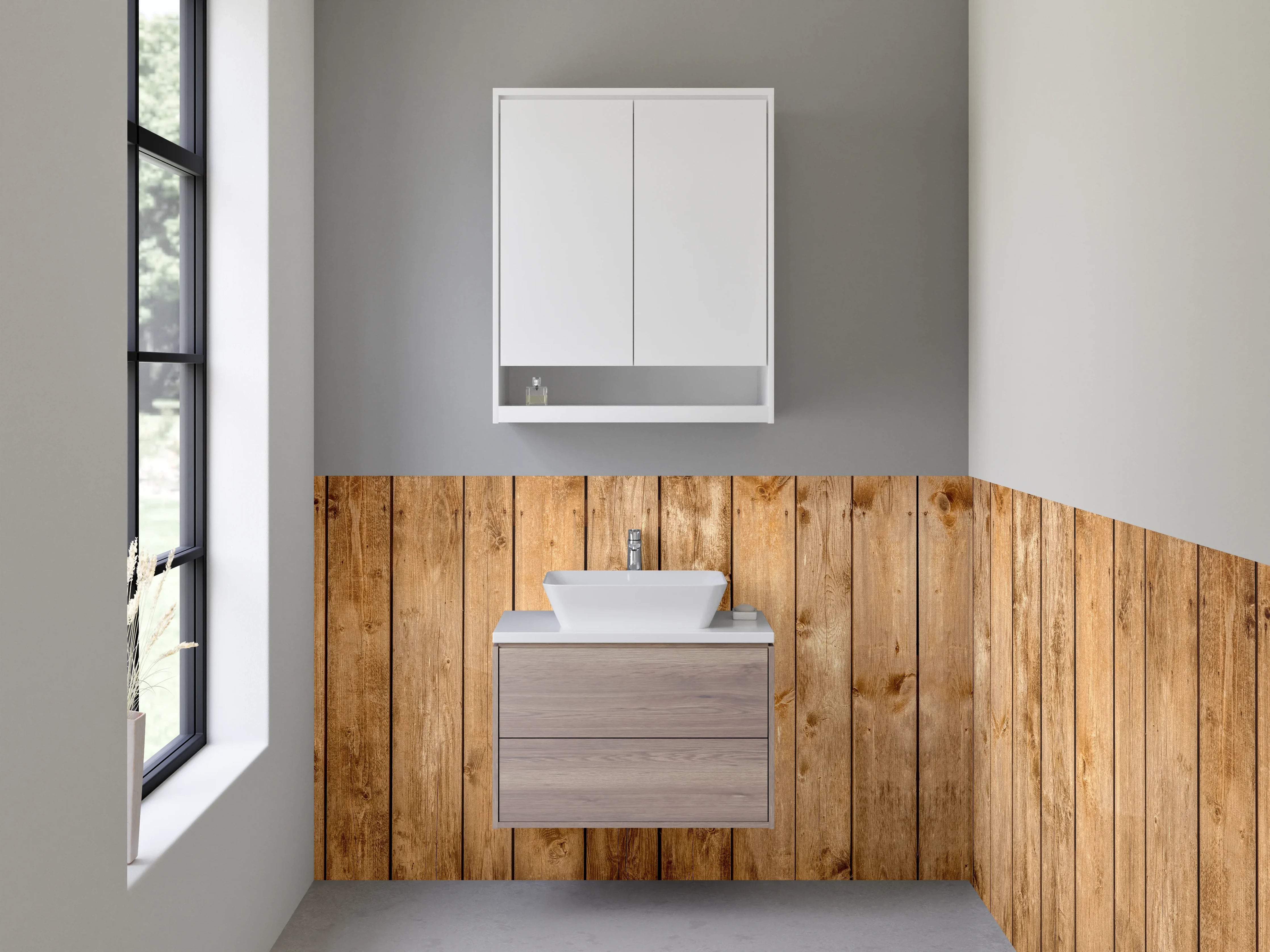 Waschbecken-Rückwand - Holzoptik Bretterstruktur Braun