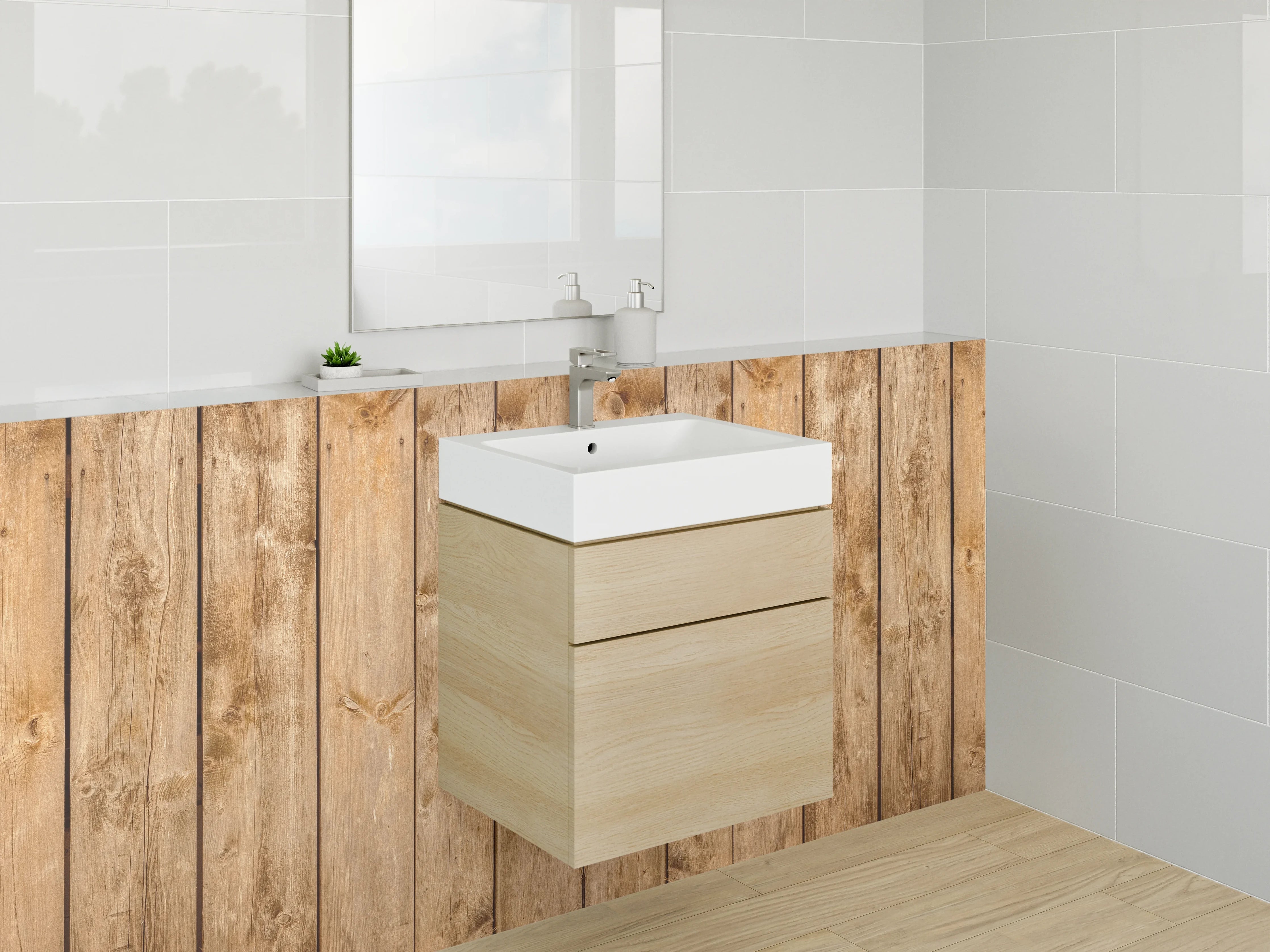 Waschbecken-Rückwand - Holzoptik Bretterstruktur Braun