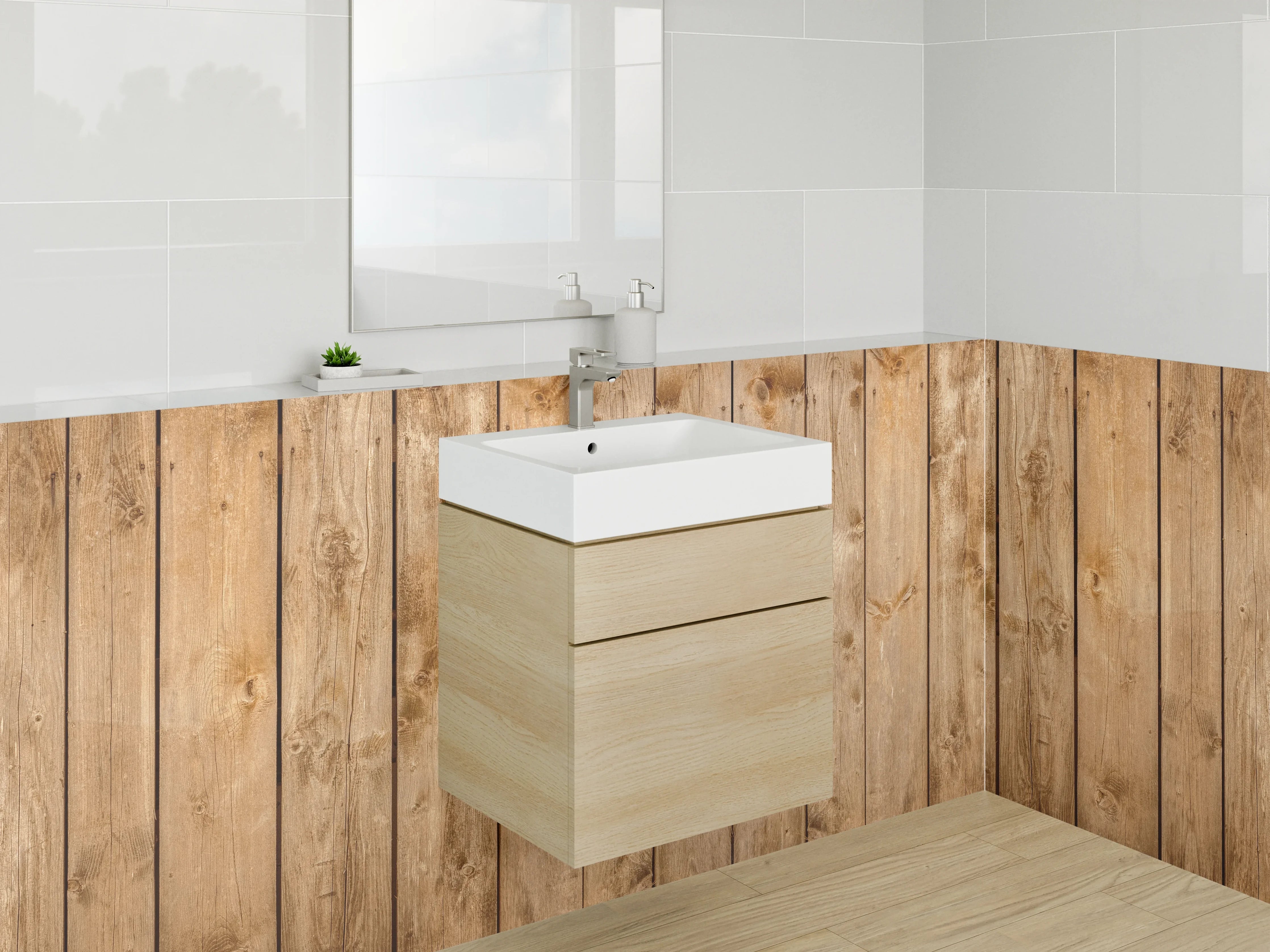 Waschbecken-Rückwand - Holzoptik Bretterstruktur Braun