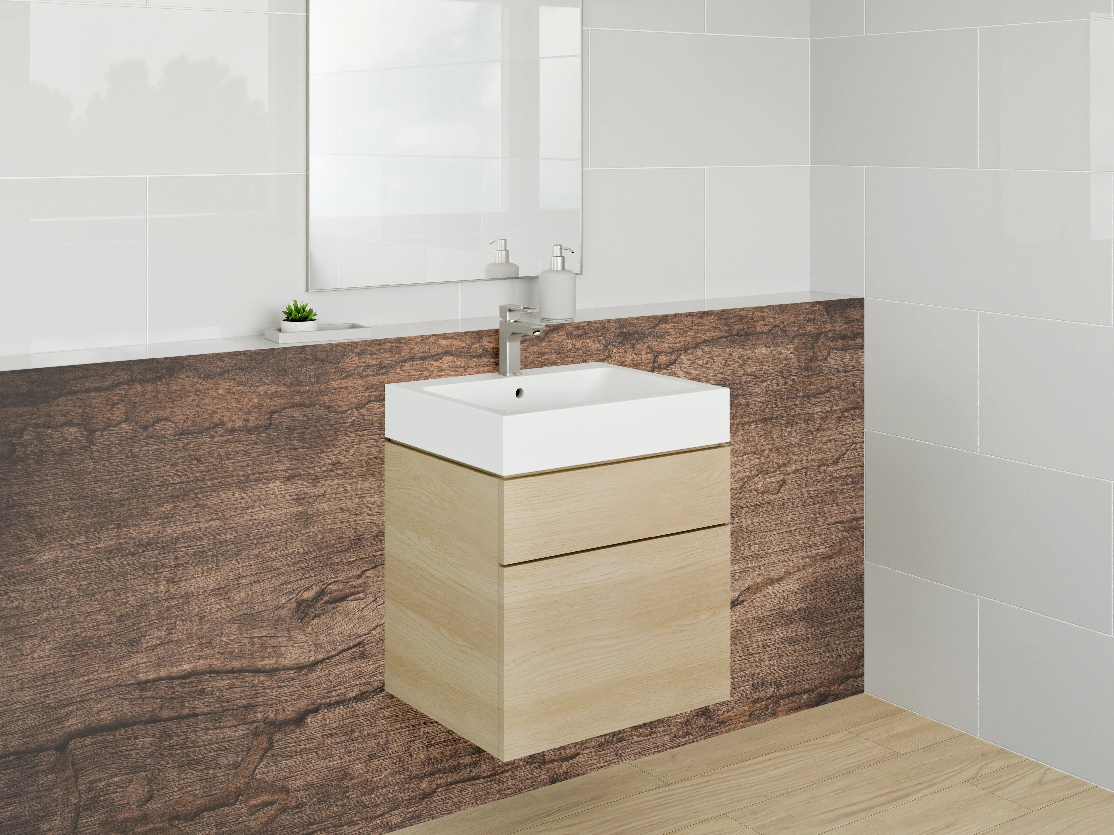 Waschbecken-Rückwand - Holzoptik Rustikal Braun Struktur