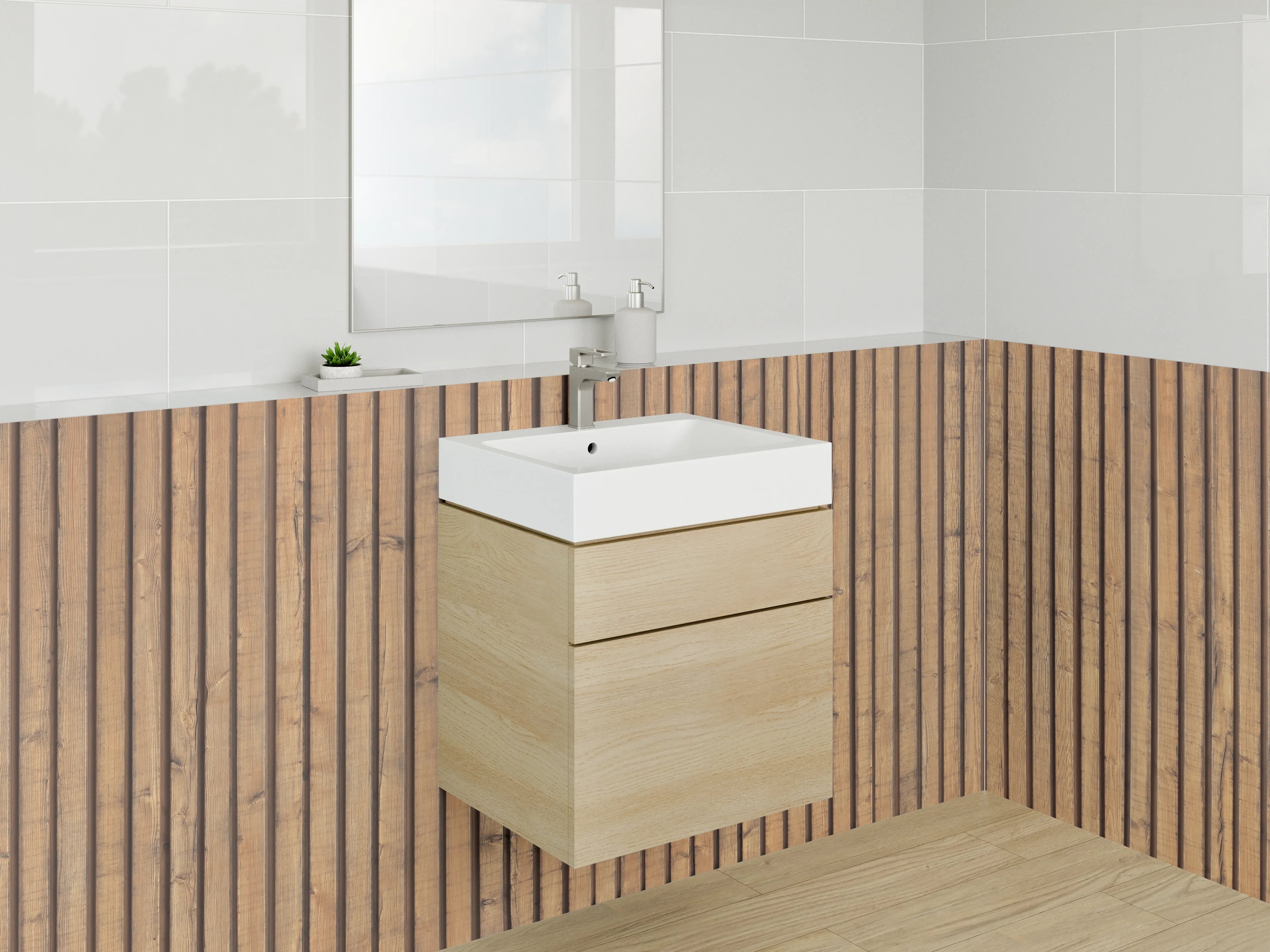 Waschbecken-Rückwand - Holzpaneel mit gerader Maserung