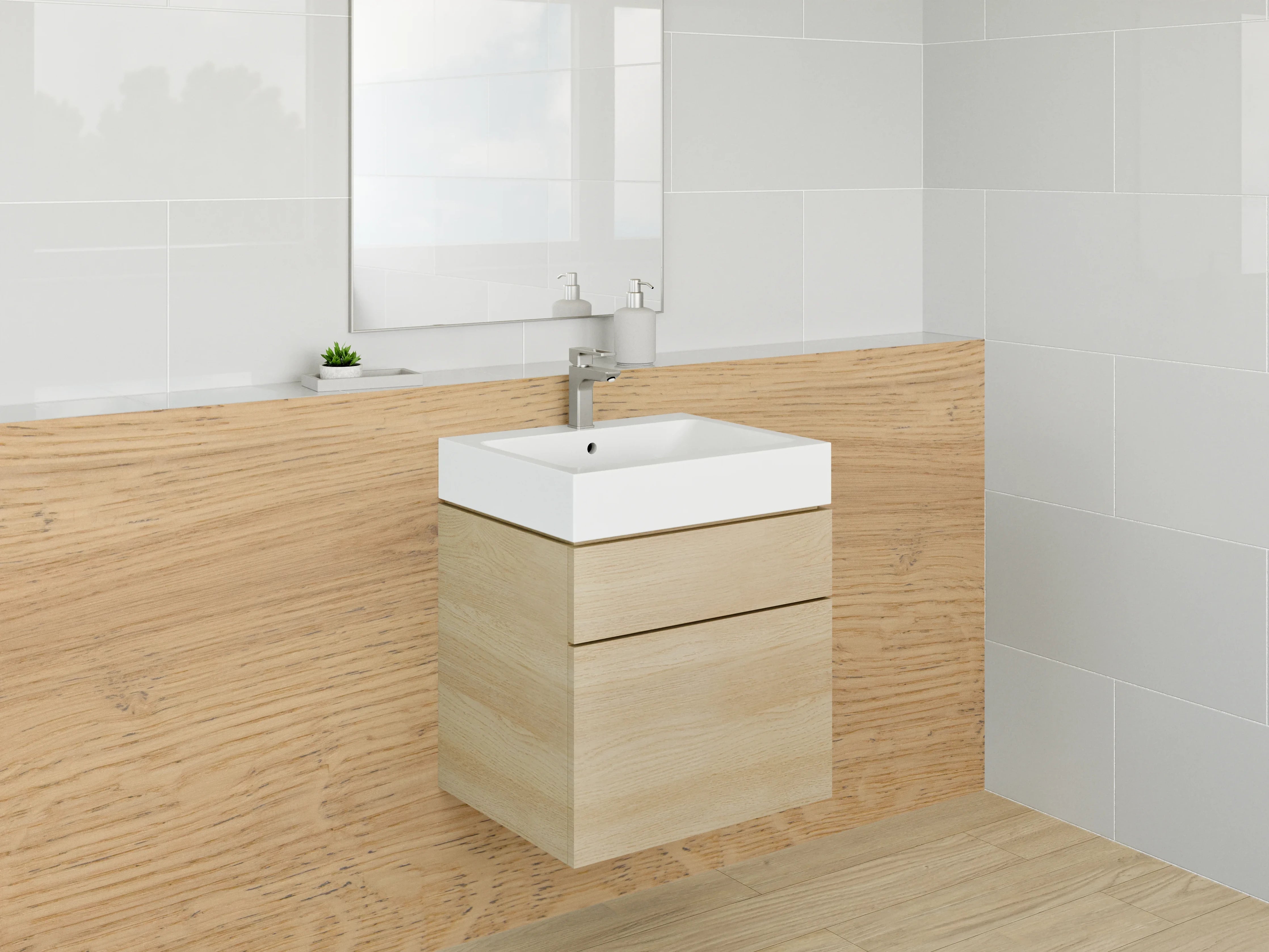 Waschbecken-Rückwand - Holzstruktur mit warmer Anmutung