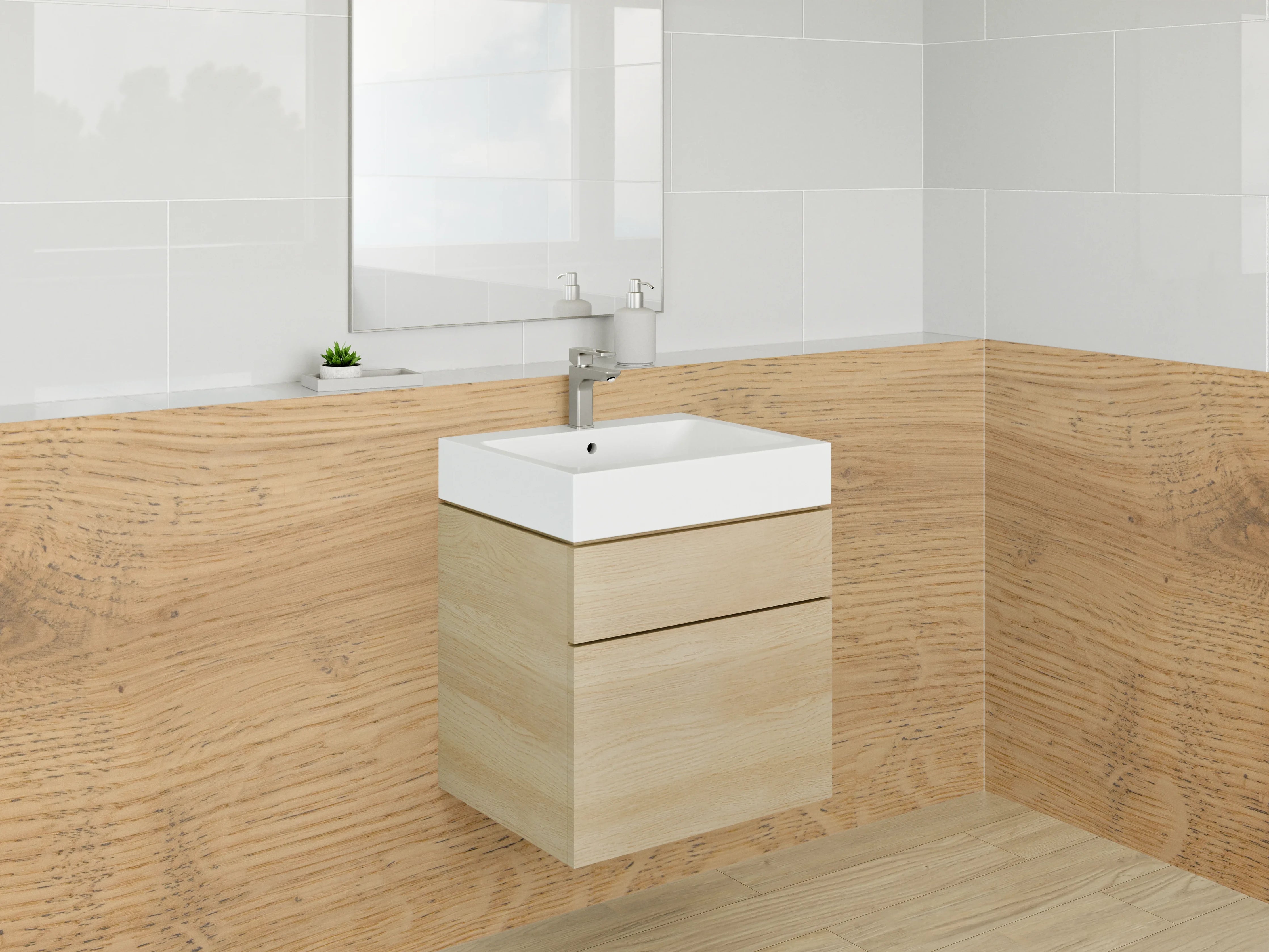 Waschbecken-Rückwand - Holzstruktur mit warmer Anmutung