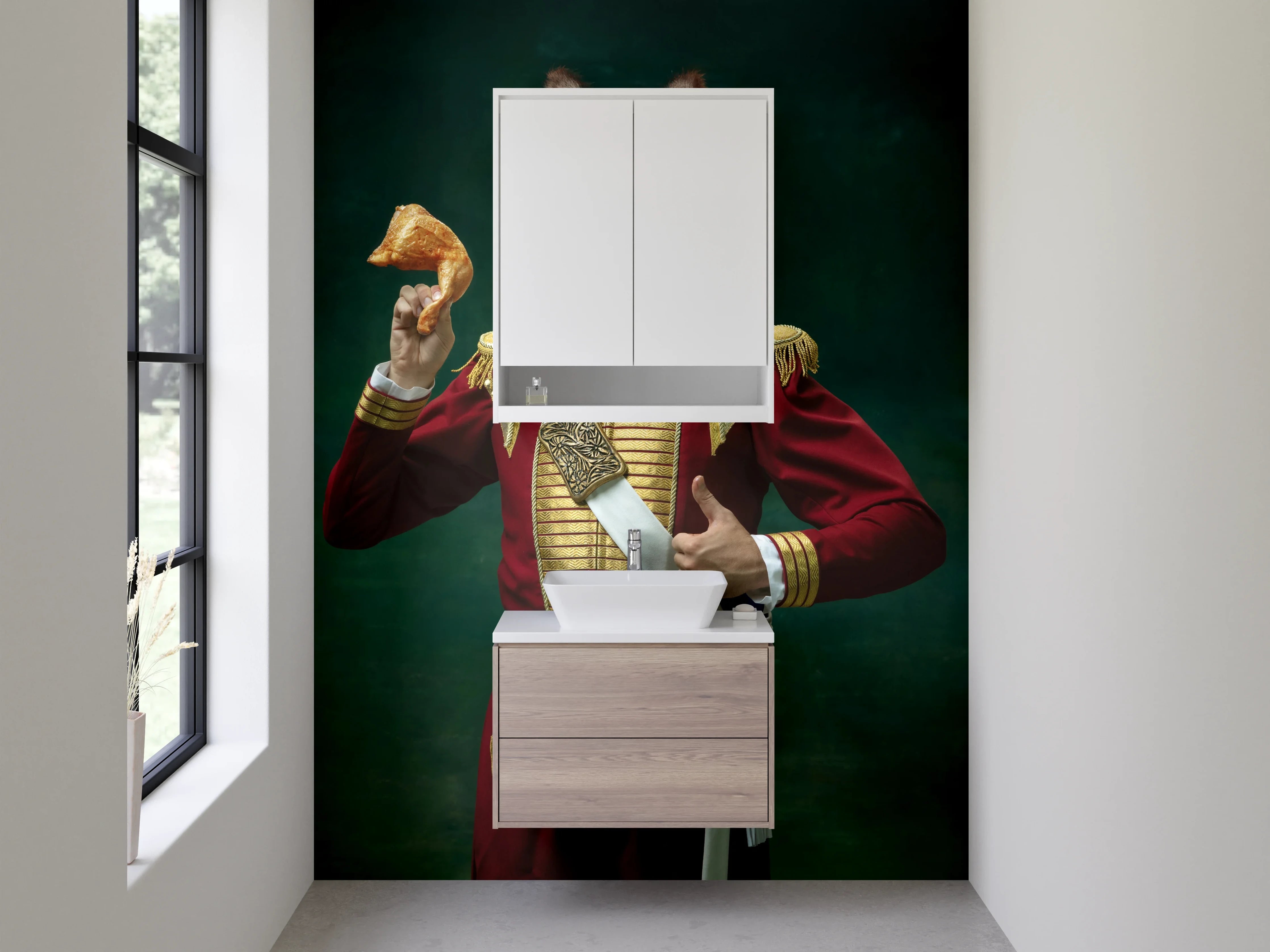 Waschbecken-Rückwand - Hunde als Adelige – Renaissance Humor