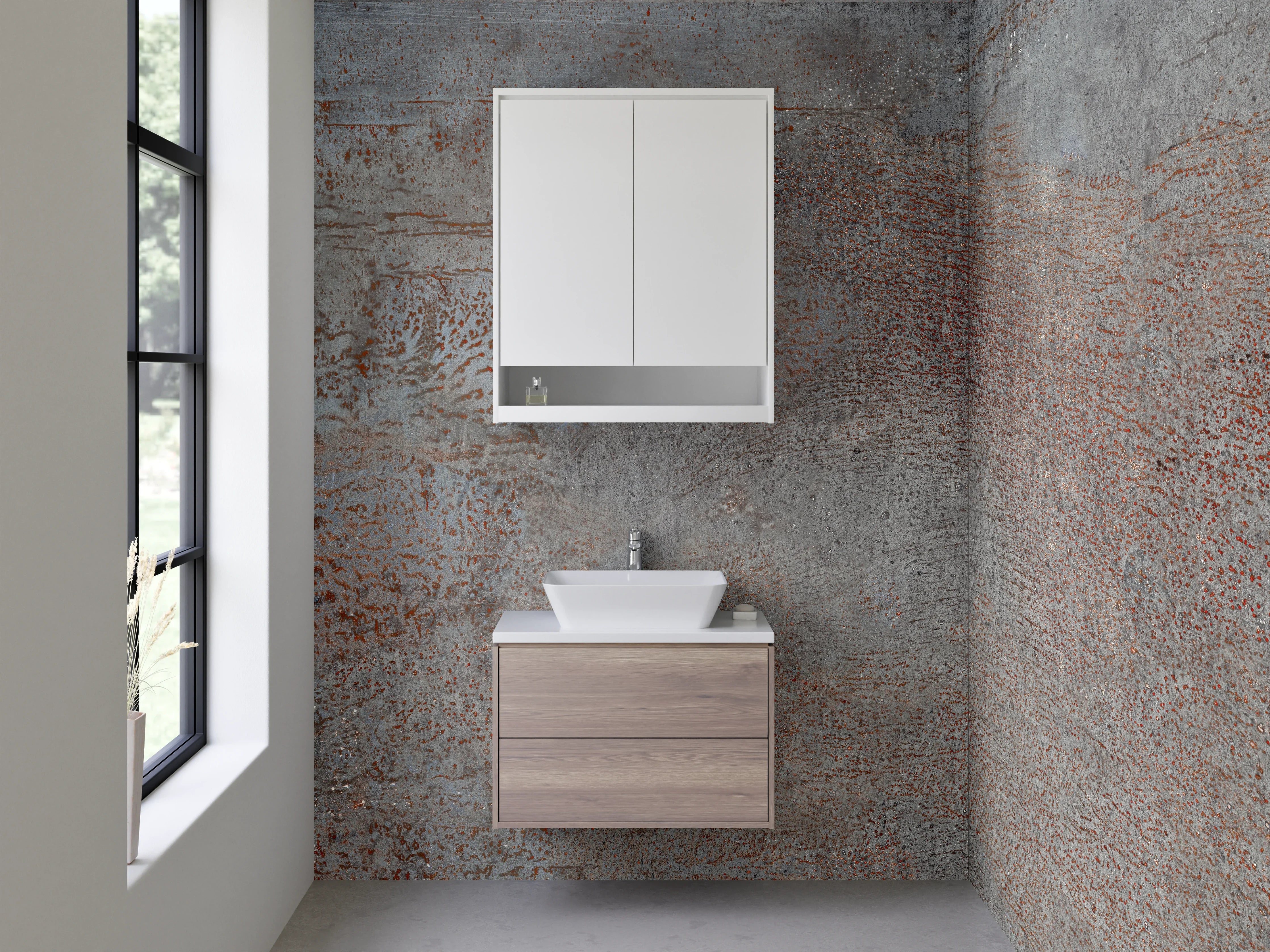 Waschbecken-Rückwand - Industrial Beton Optik Grau Braun