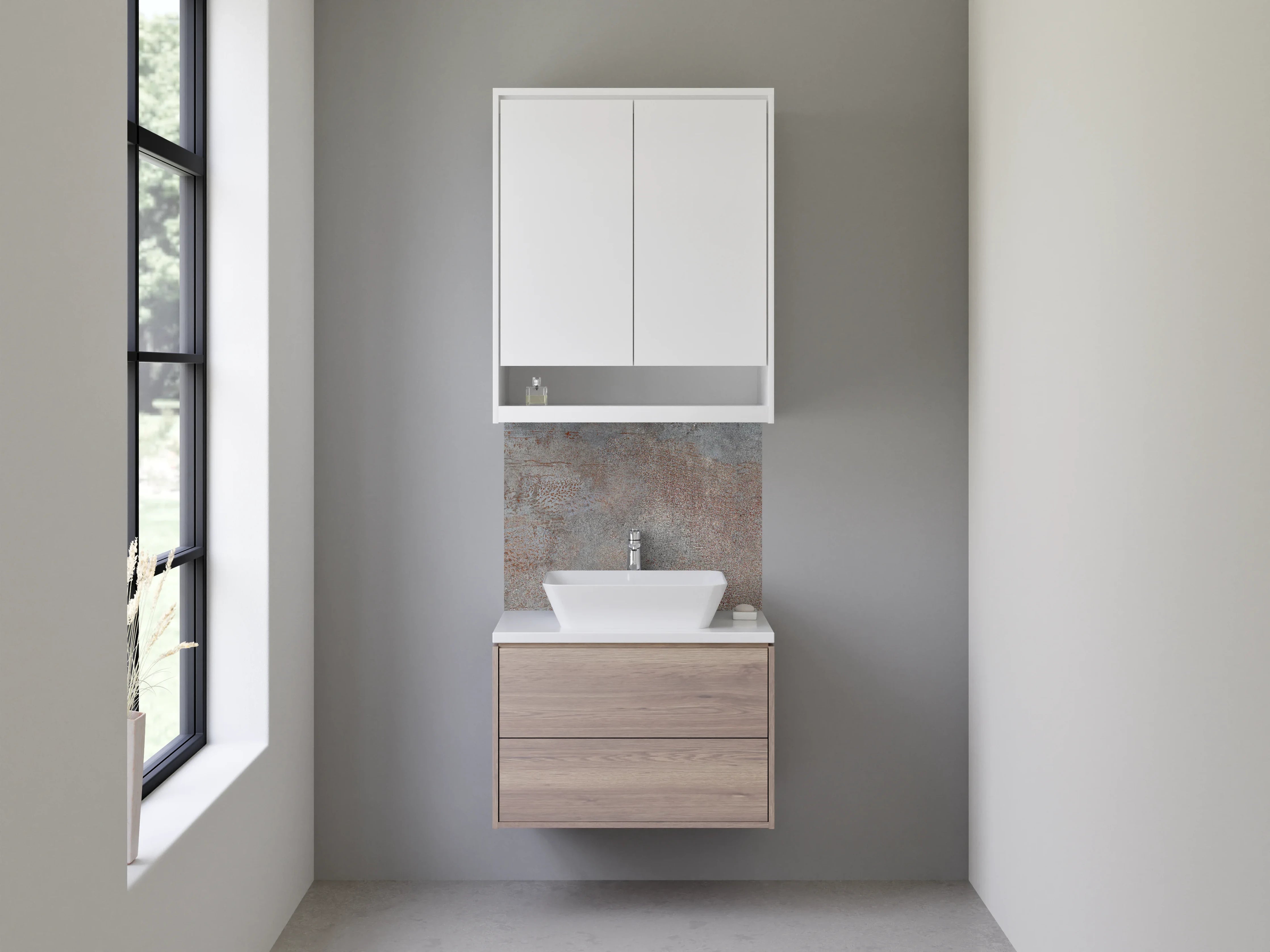 Waschbecken-Rückwand - Industrial Beton Optik Grau Braun