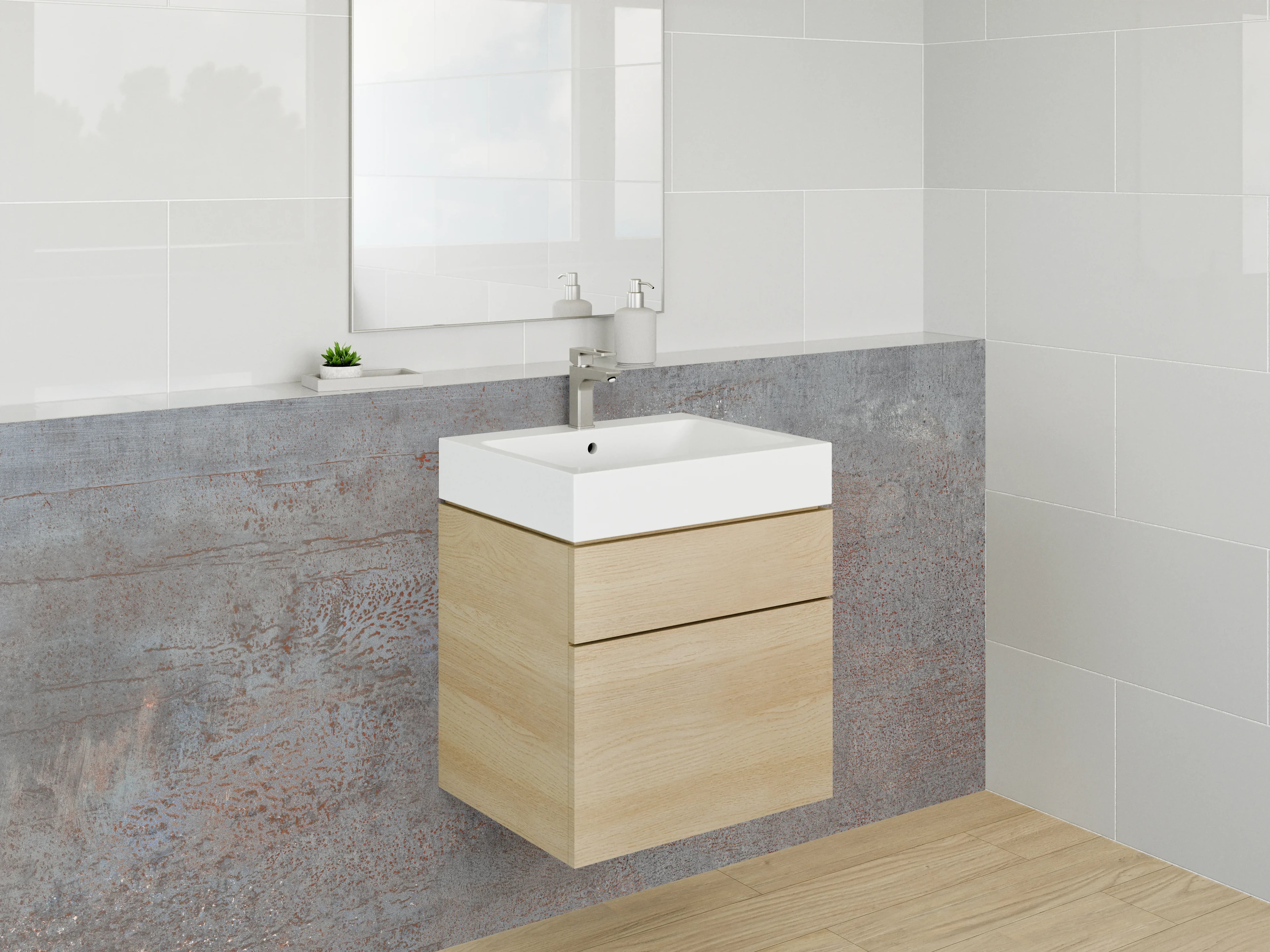 Waschbecken-Rückwand - Industrial Beton Optik Grau Braun