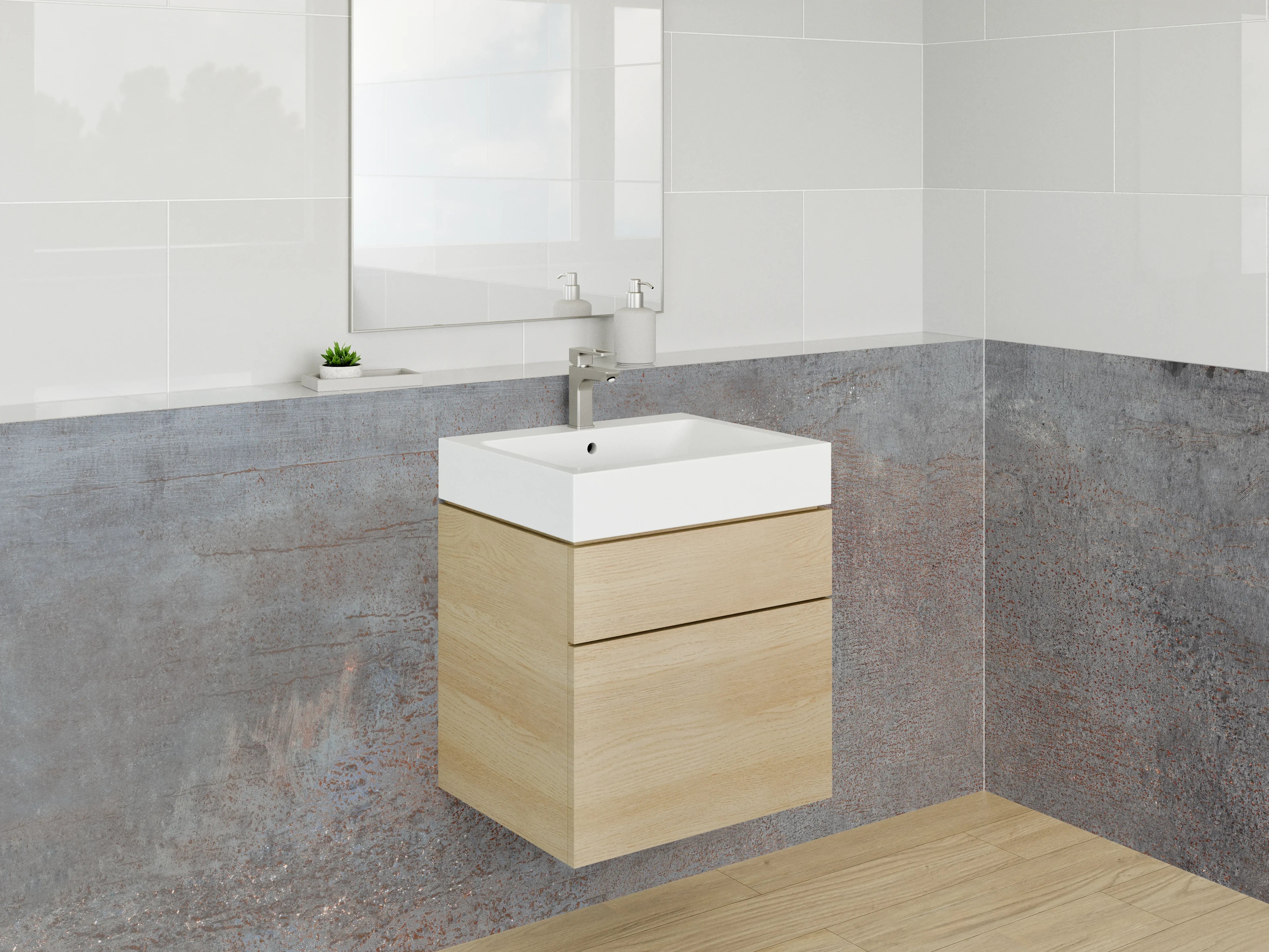 Waschbecken-Rückwand - Industrial Beton Optik Grau Braun