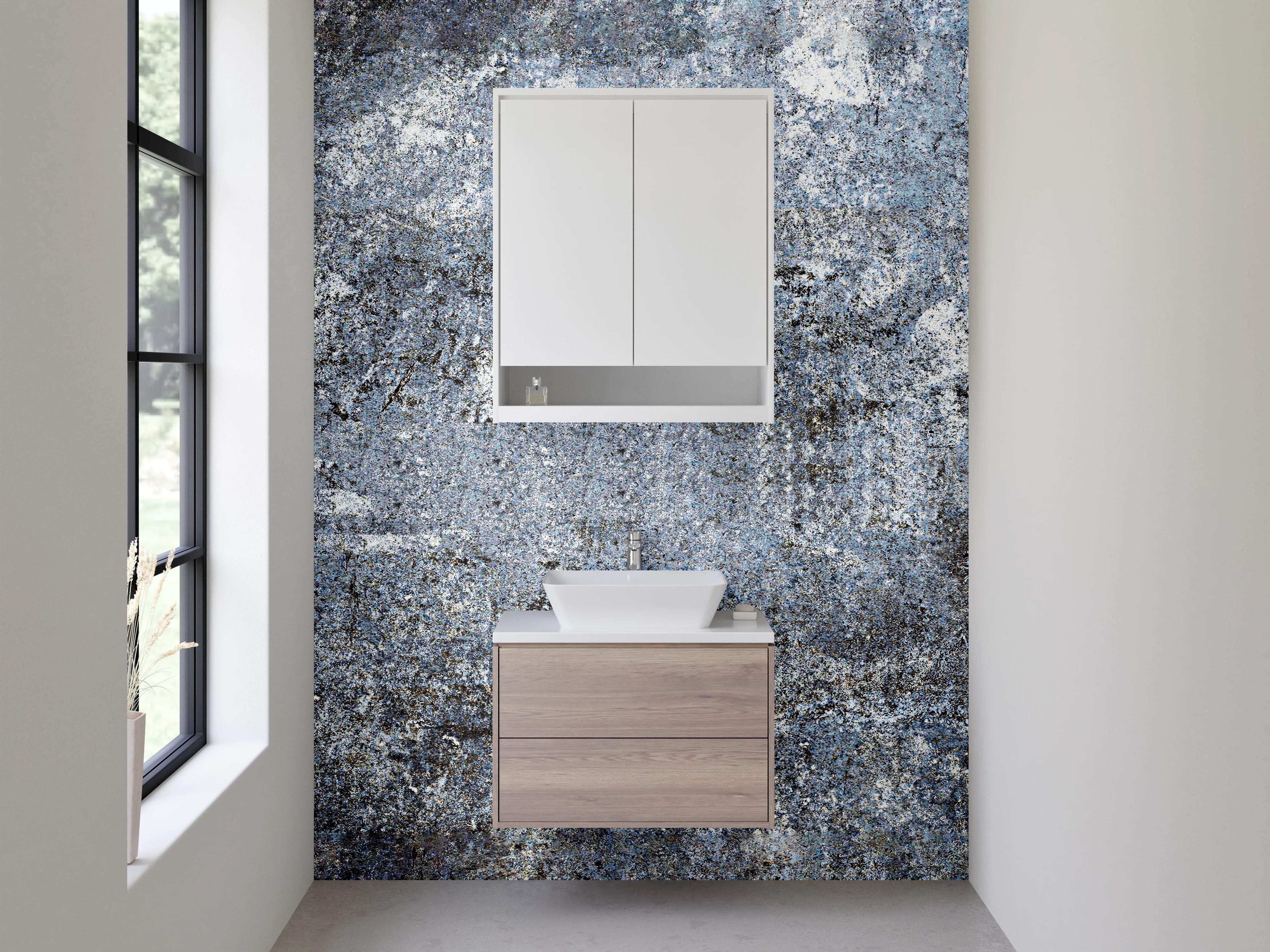 Waschbecken-Rückwand - Industrial Beton Optik Wand