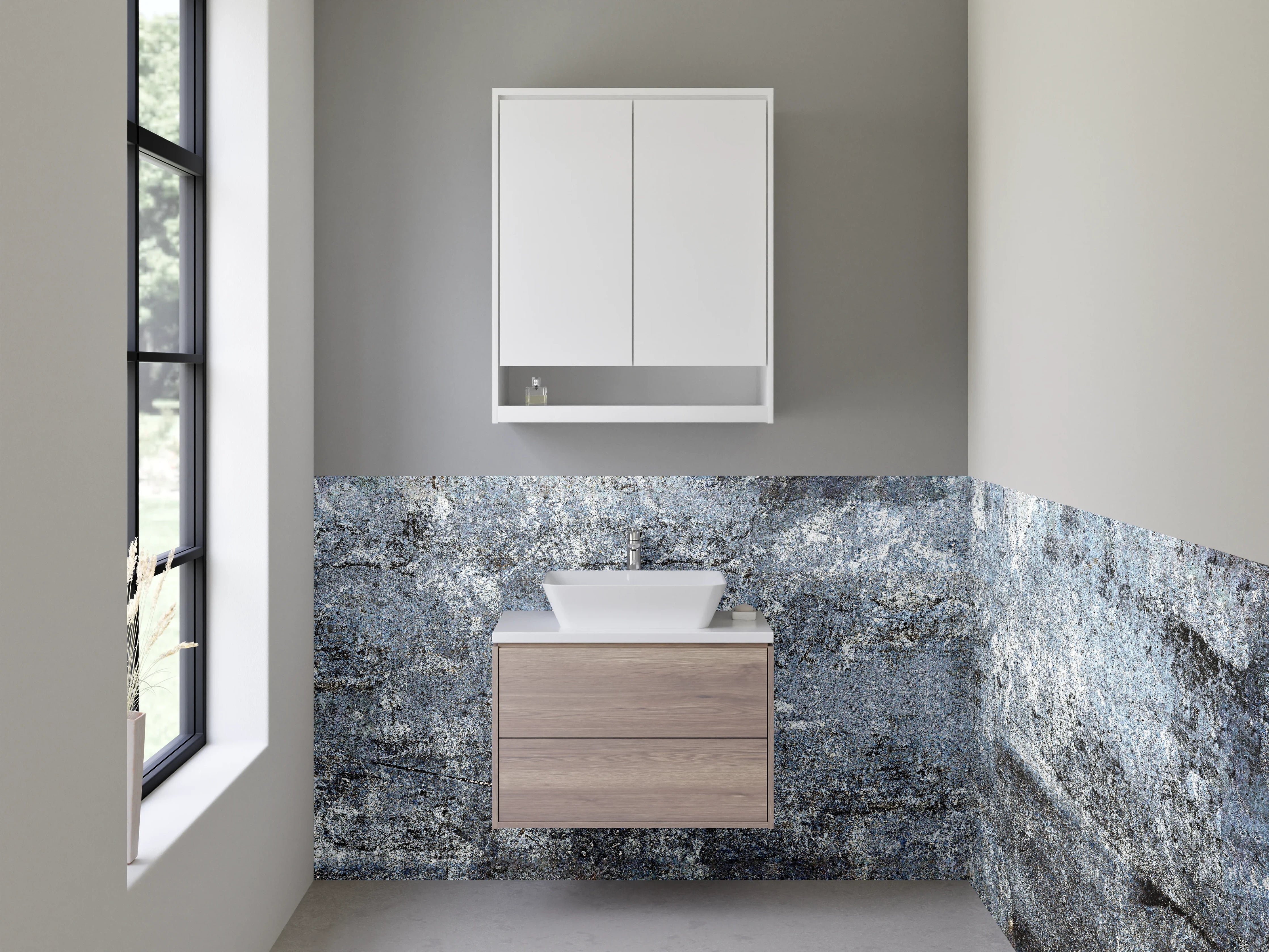 Waschbecken-Rückwand - Industrial Beton Optik Wand