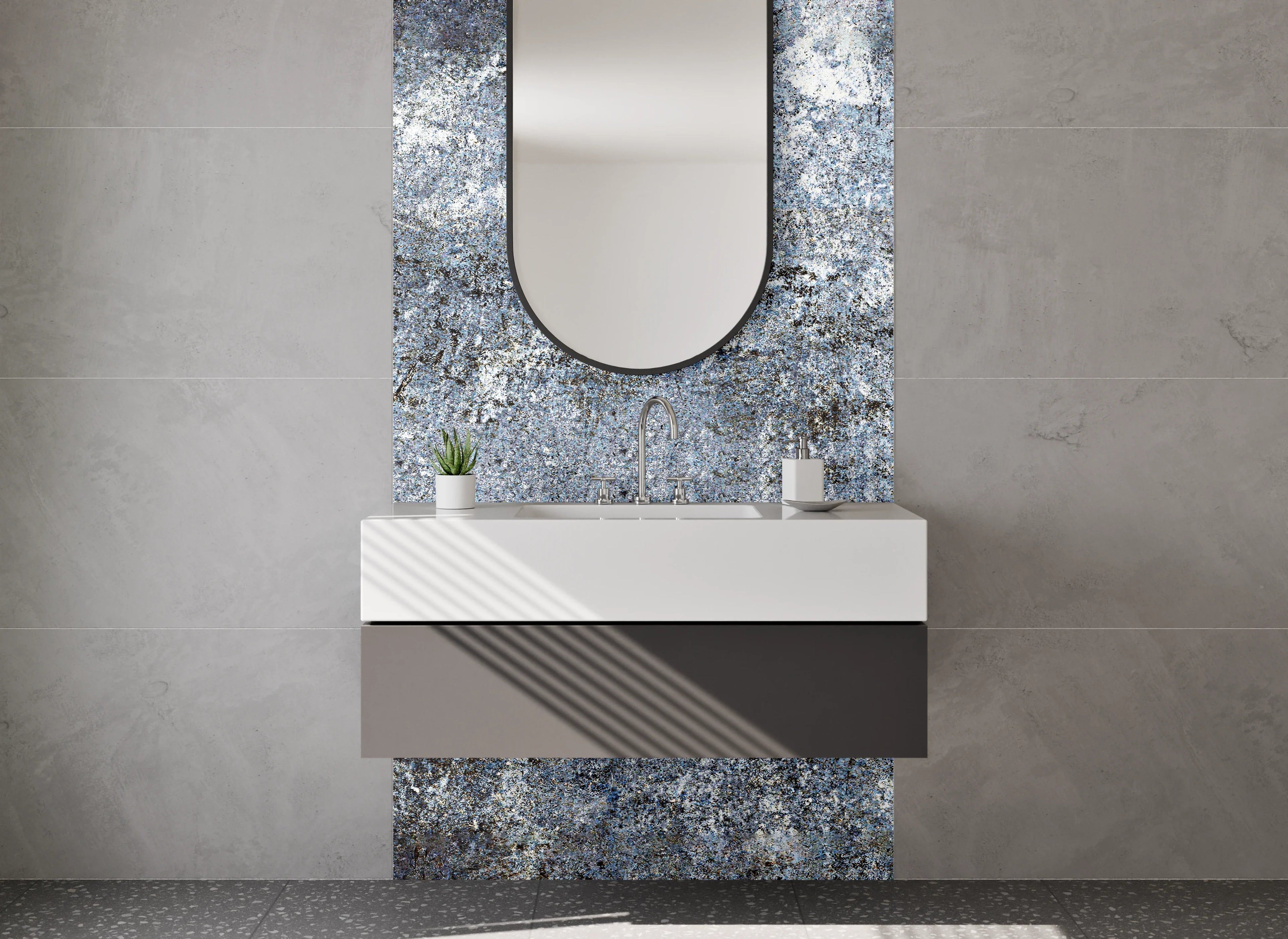 Waschbecken-Rückwand - Industrial Beton Optik Wand
