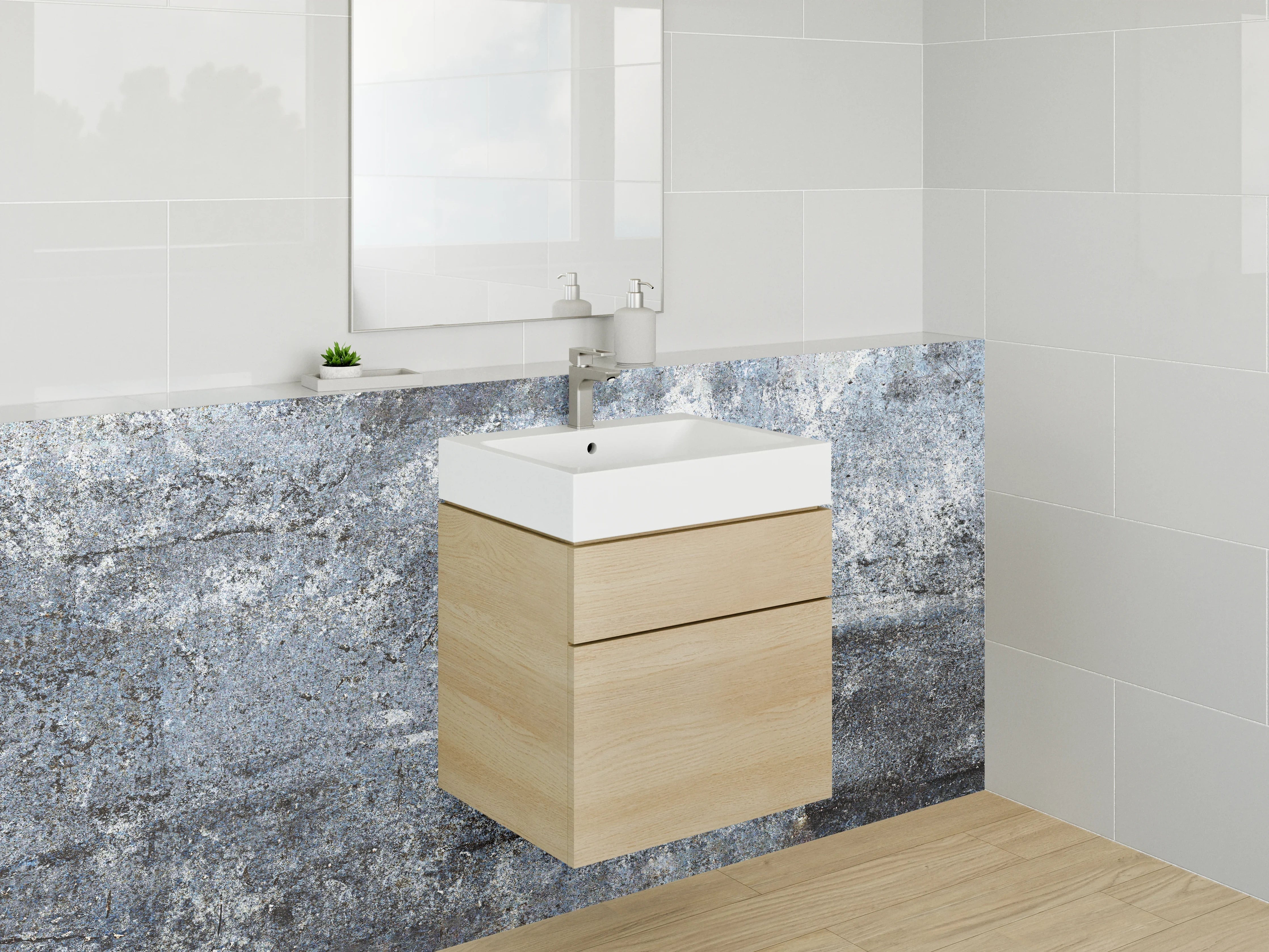 Waschbecken-Rückwand - Industrial Beton Optik Wand