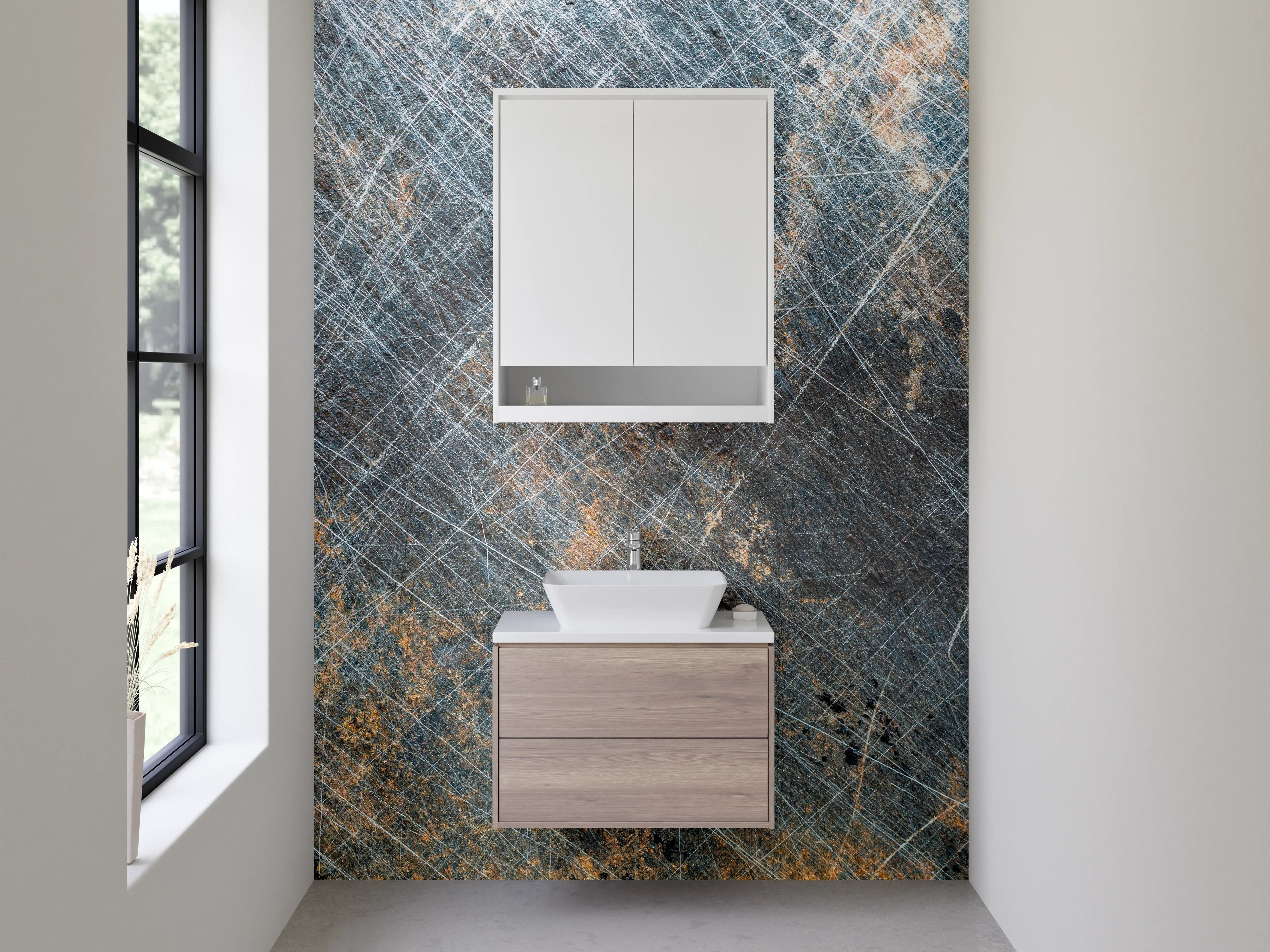 Waschbecken-Rückwand - Industrieller Metall-Look mit Used-Effekt