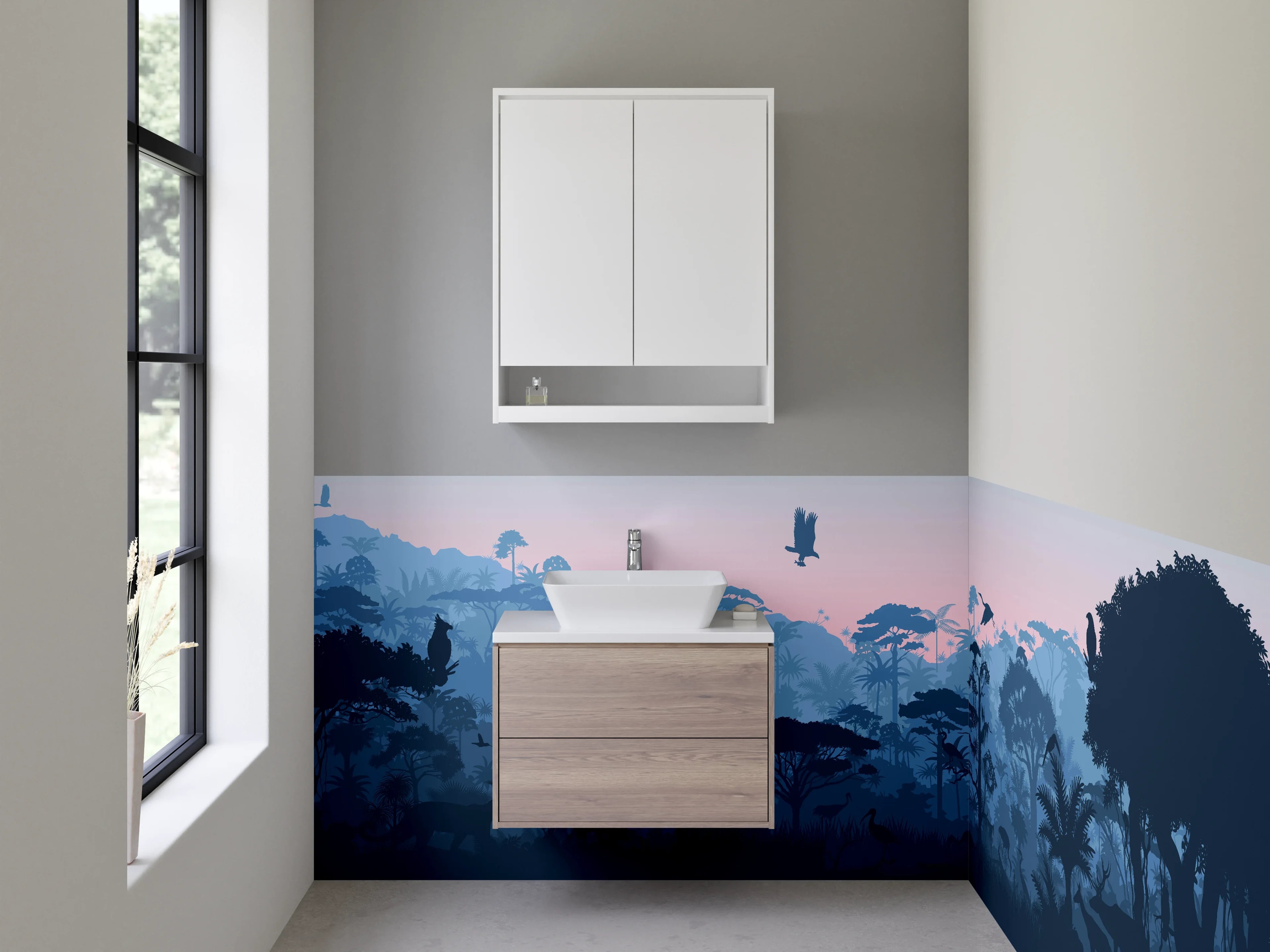 Waschbecken-Rückwand - Innovative Grau-Wand für dein Bad