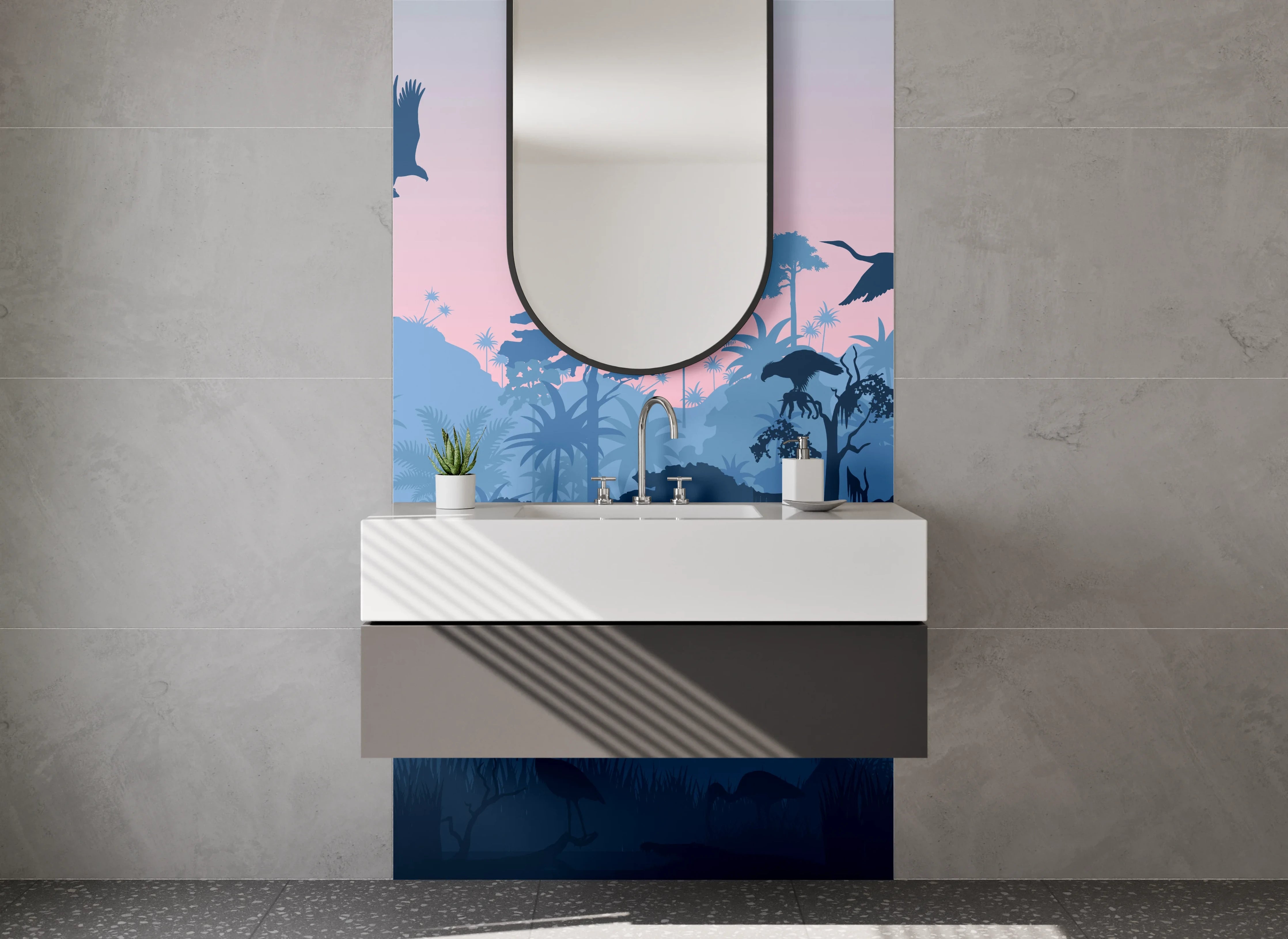 Waschbecken-Rückwand - Innovative Grau-Wand für dein Bad
