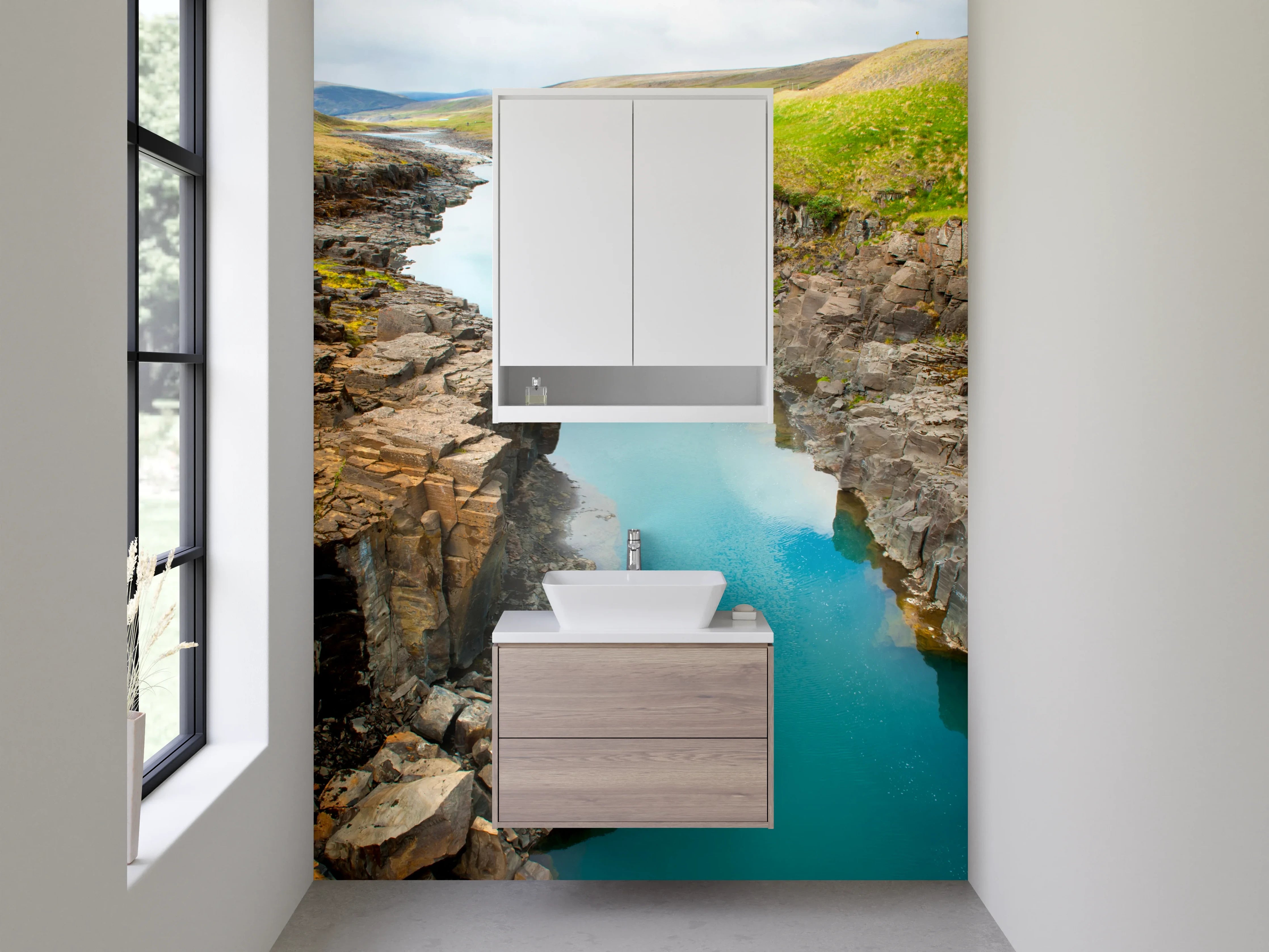 Waschbecken-Rückwand - Island Fluss Canyon Landschaft Poster