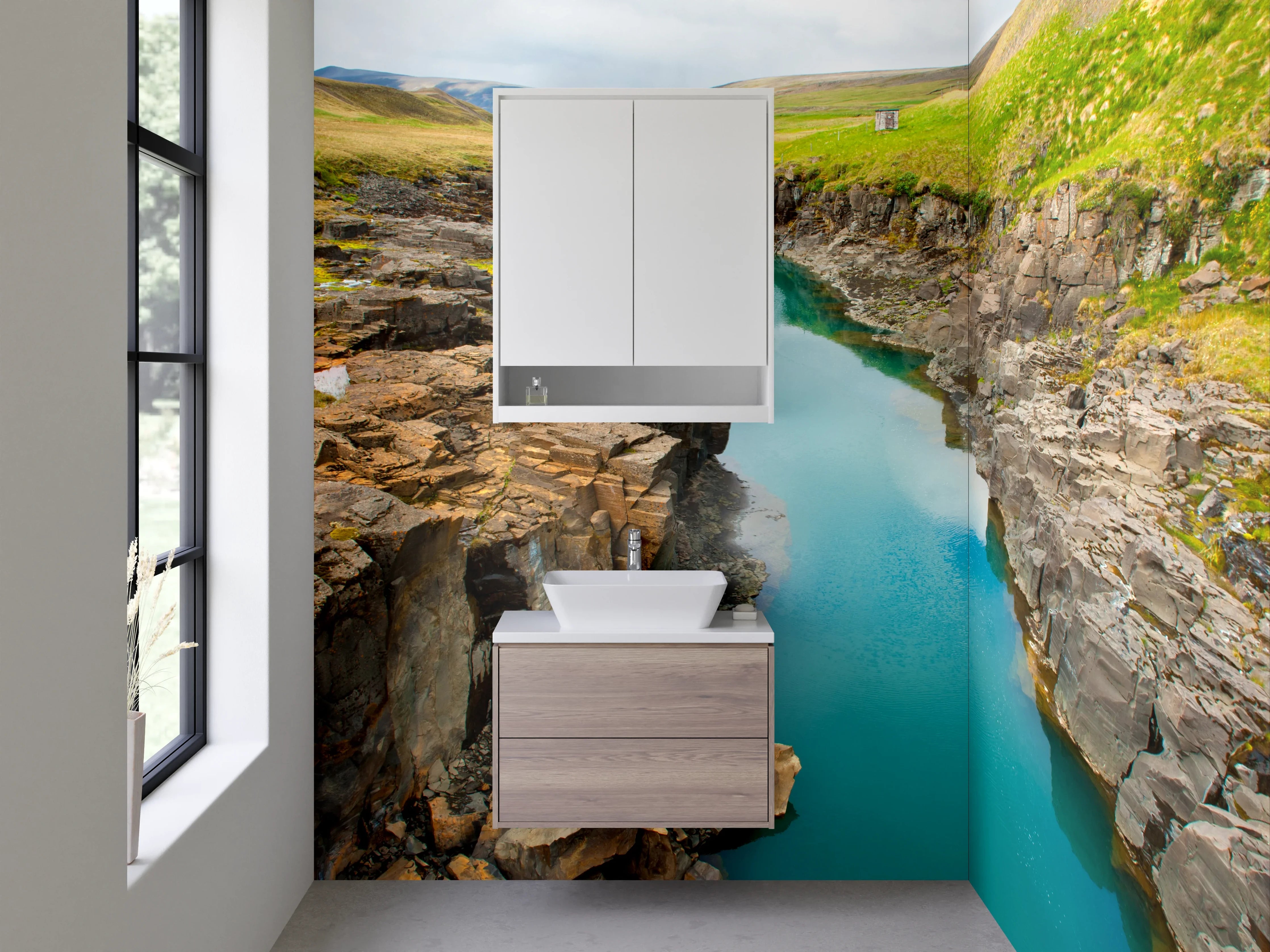 Waschbecken-Rückwand - Island Fluss Canyon Landschaft Poster