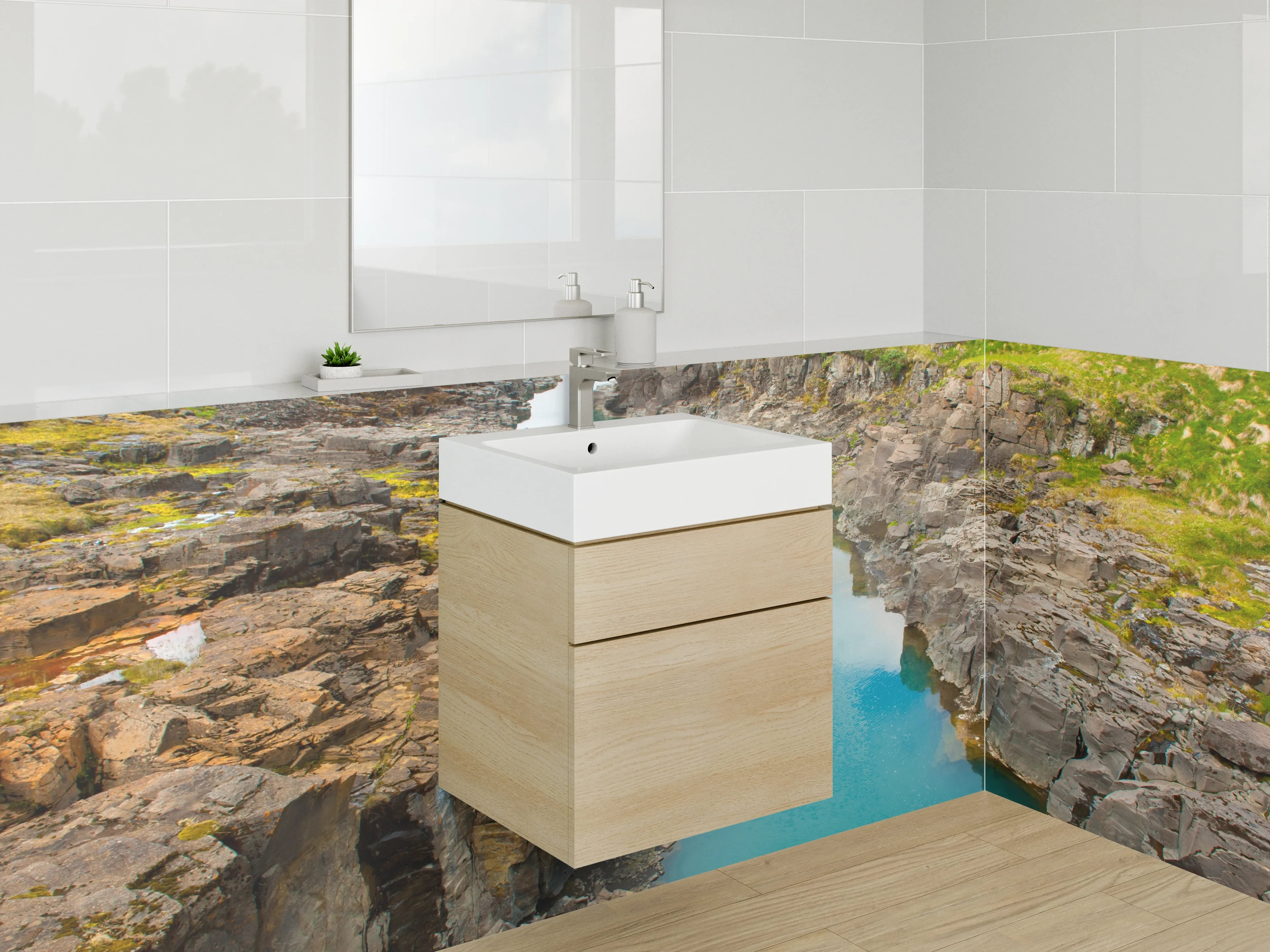 Waschbecken-Rückwand - Island Fluss Canyon Landschaft Poster
