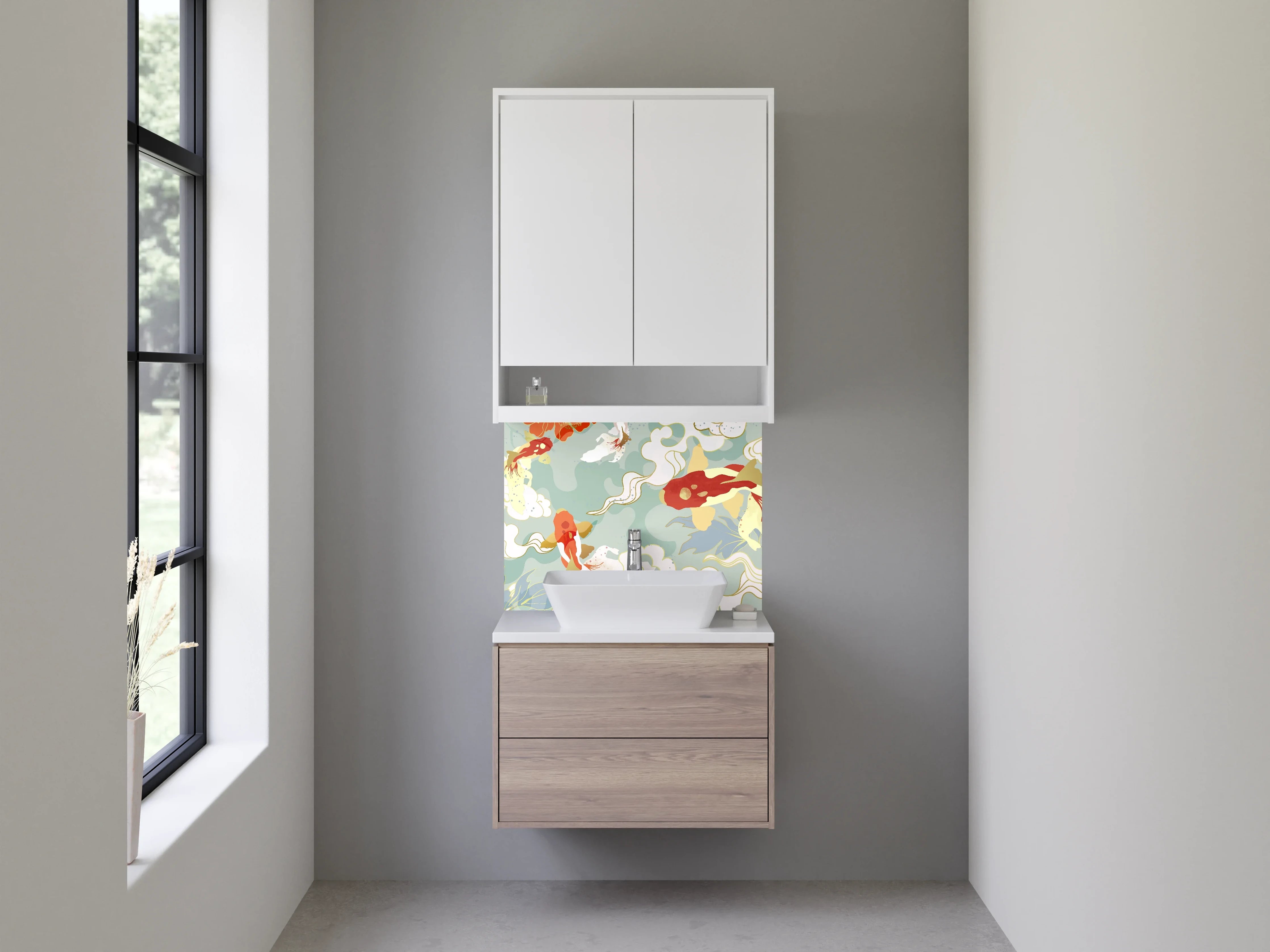 Waschbecken-Rückwand - Japanische Koi Fische Illustration