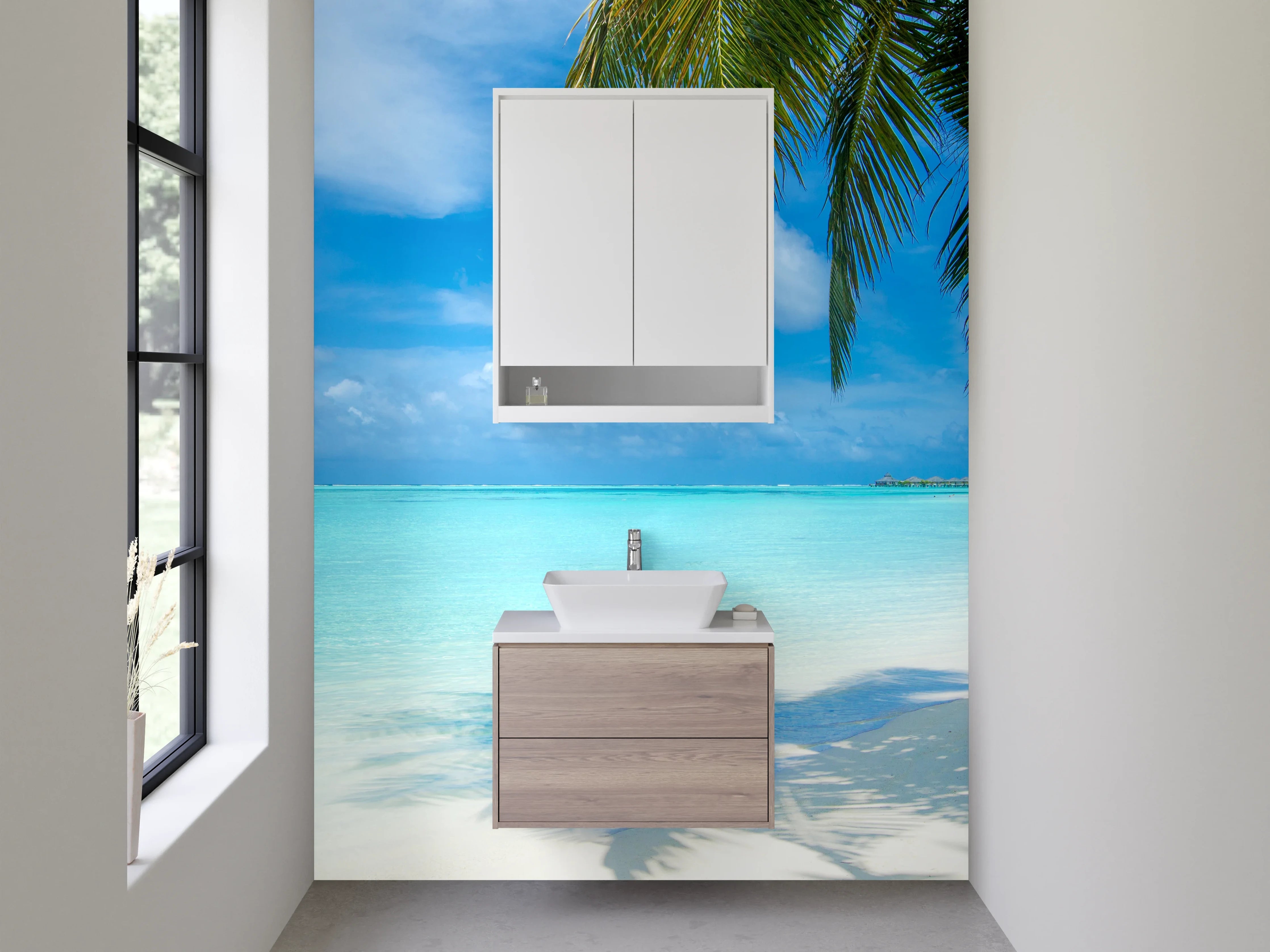 Waschbecken-Rückwand - Karibikstrand Palmen Meer Sommermotiv